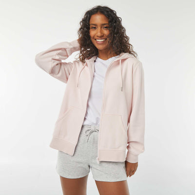 Sweat zippé à capuche basique ROSE