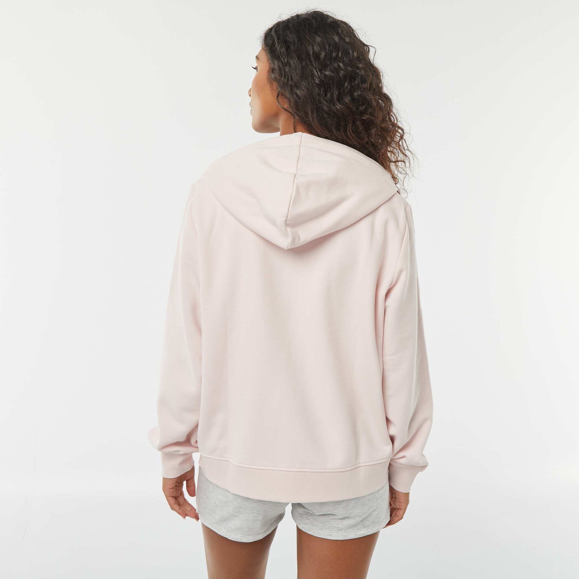 Sweat zippé à capuche basique ROSE