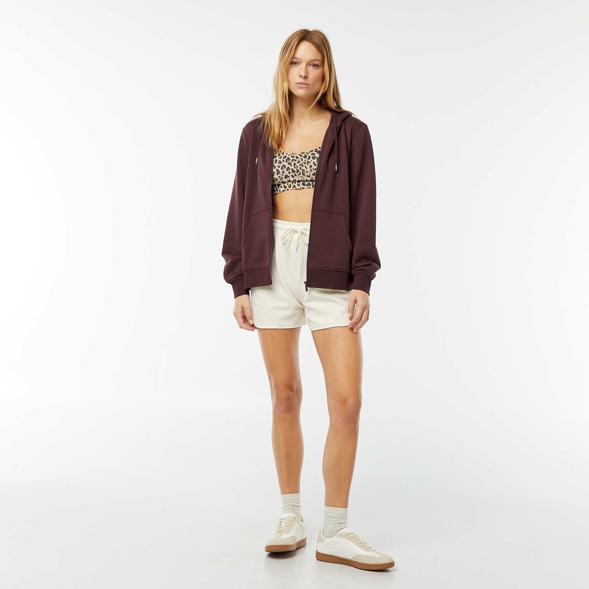 Sweat zippé à capuche basique VIOLET