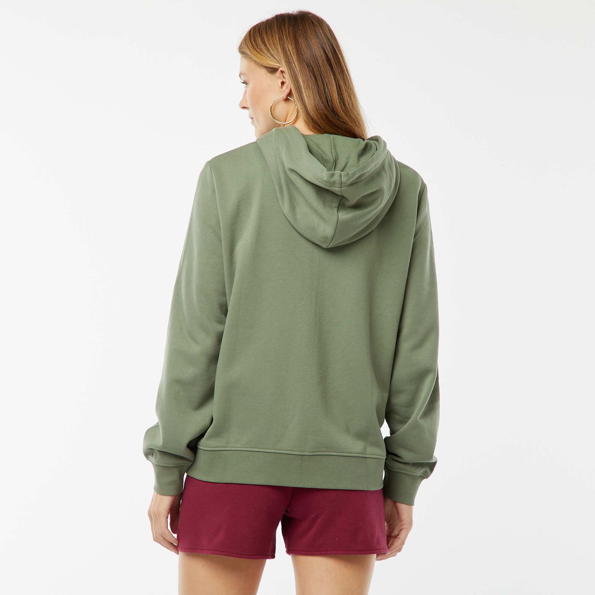 Sweat zippé à capuche basique VERT