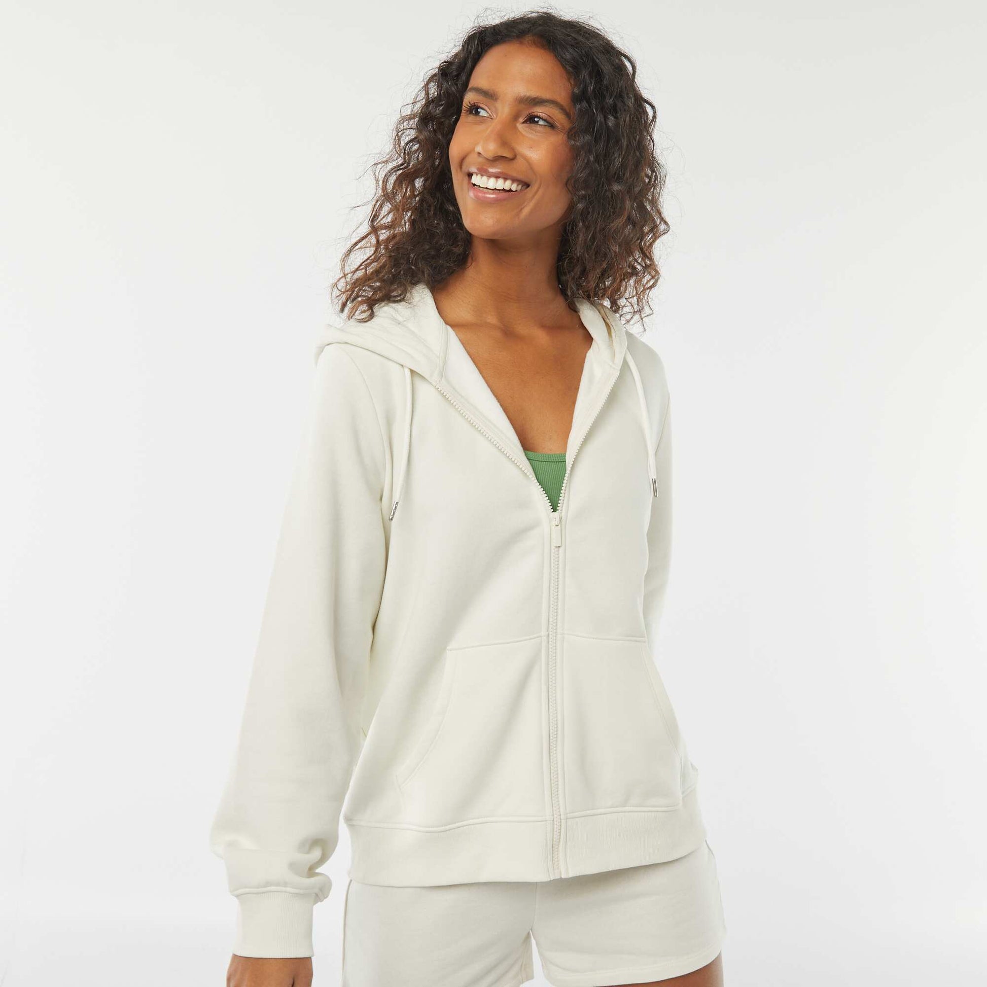 Sweat zippé à capuche basique BLANC