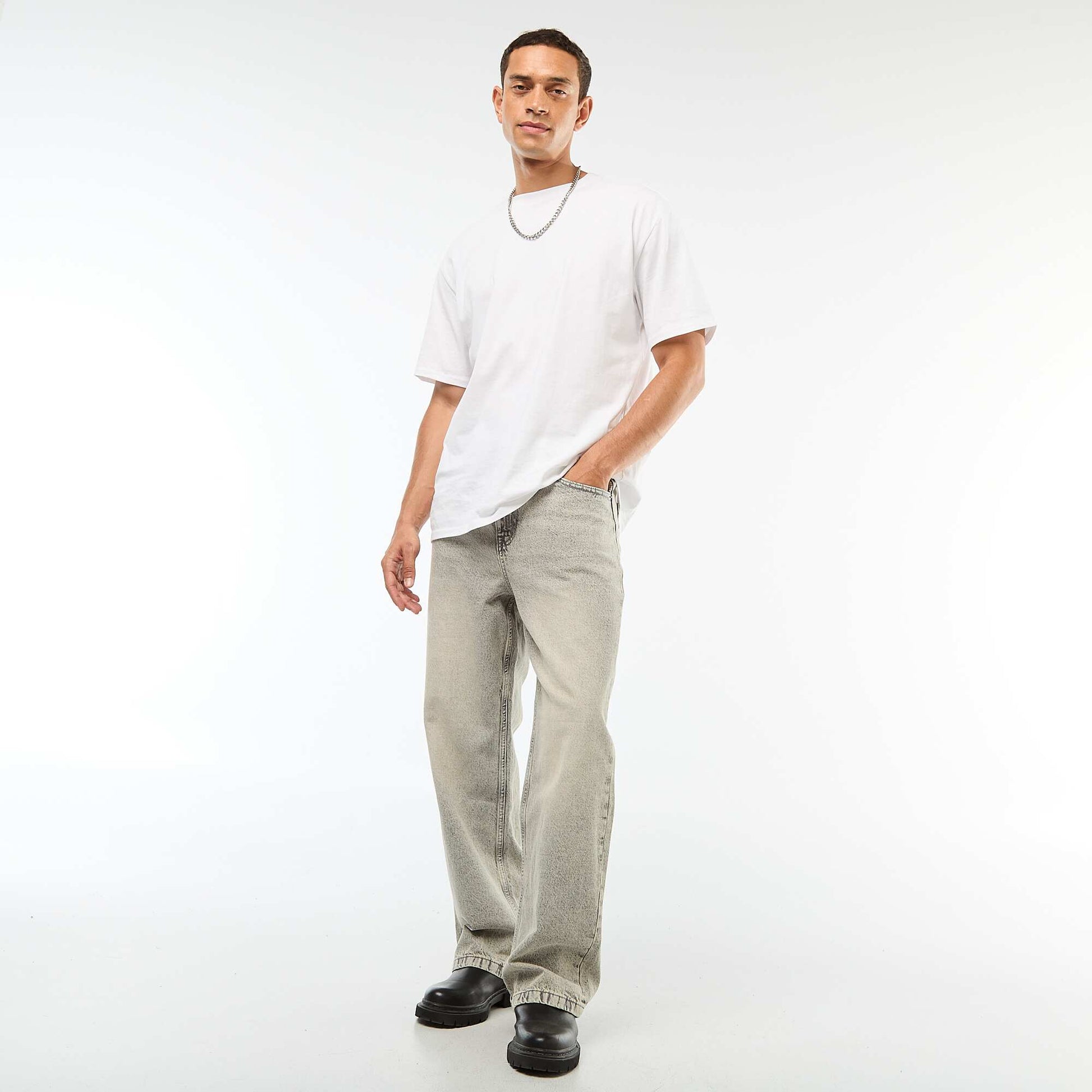 Jean coupe large / wide leg 5 poches GRIS