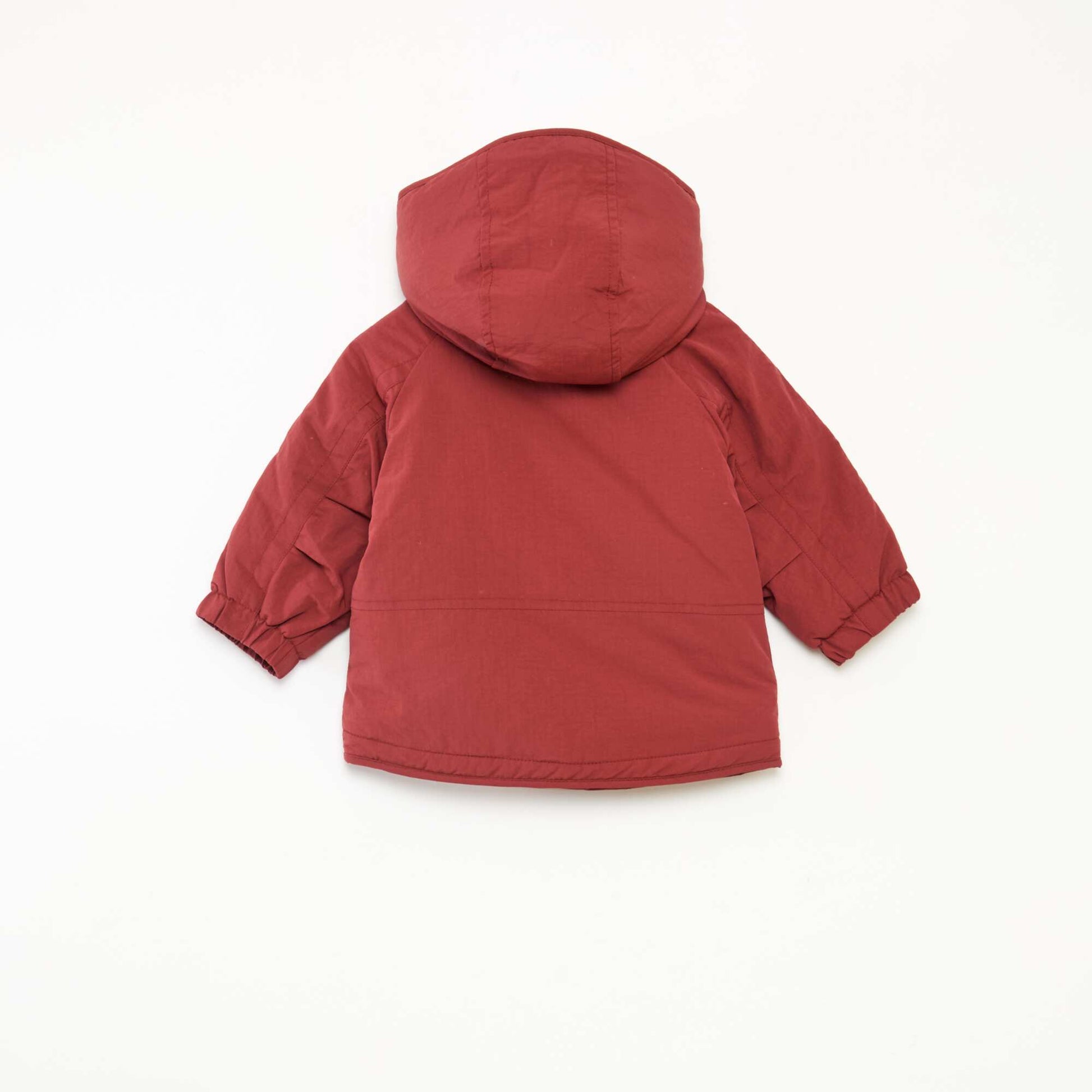 Manteau à capuche doublé fausse fourrure ROUGE