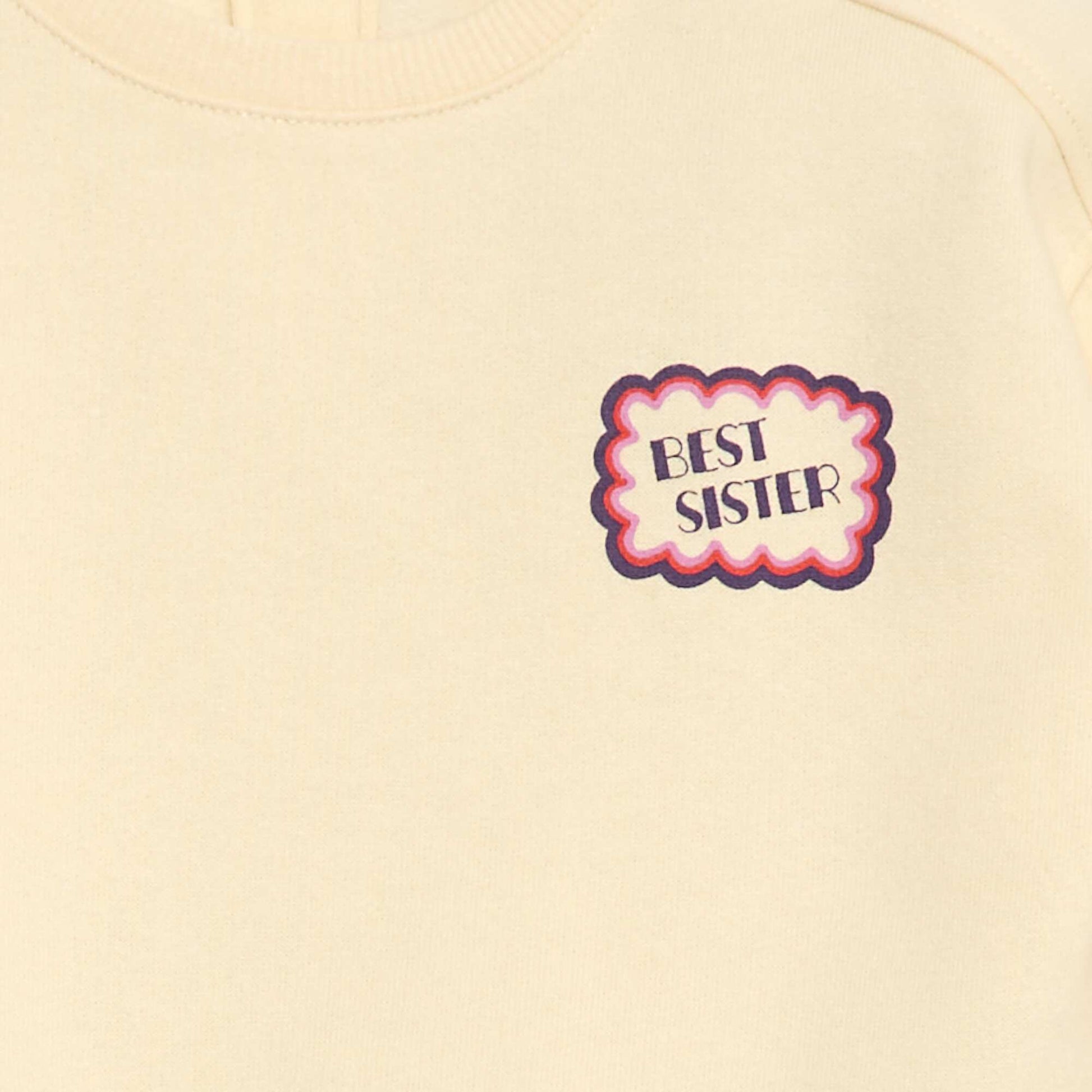 Sweat imprimé fantaisie en molleton gratté BEIGE