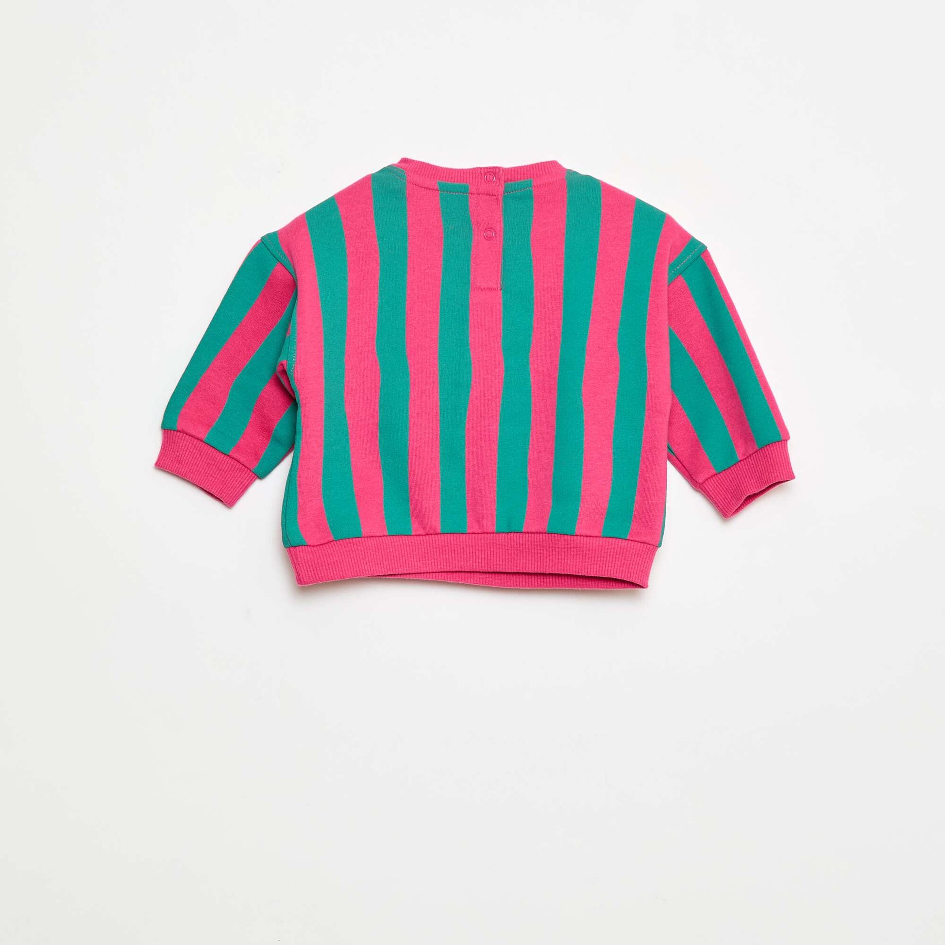 Sweat imprimé fantaisie en molleton gratté ROSE