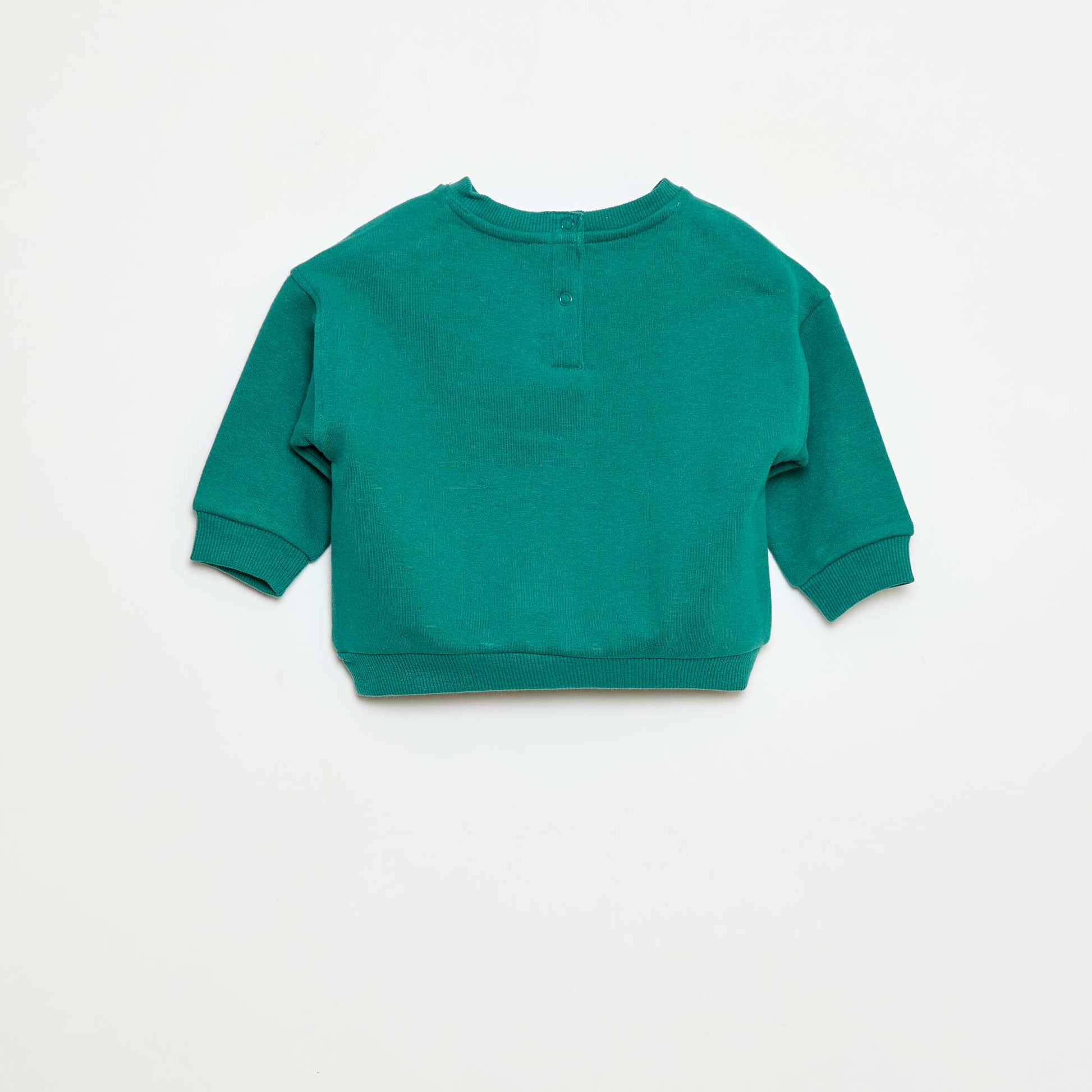 Sweat imprimé fantaisie en molleton gratté VERT