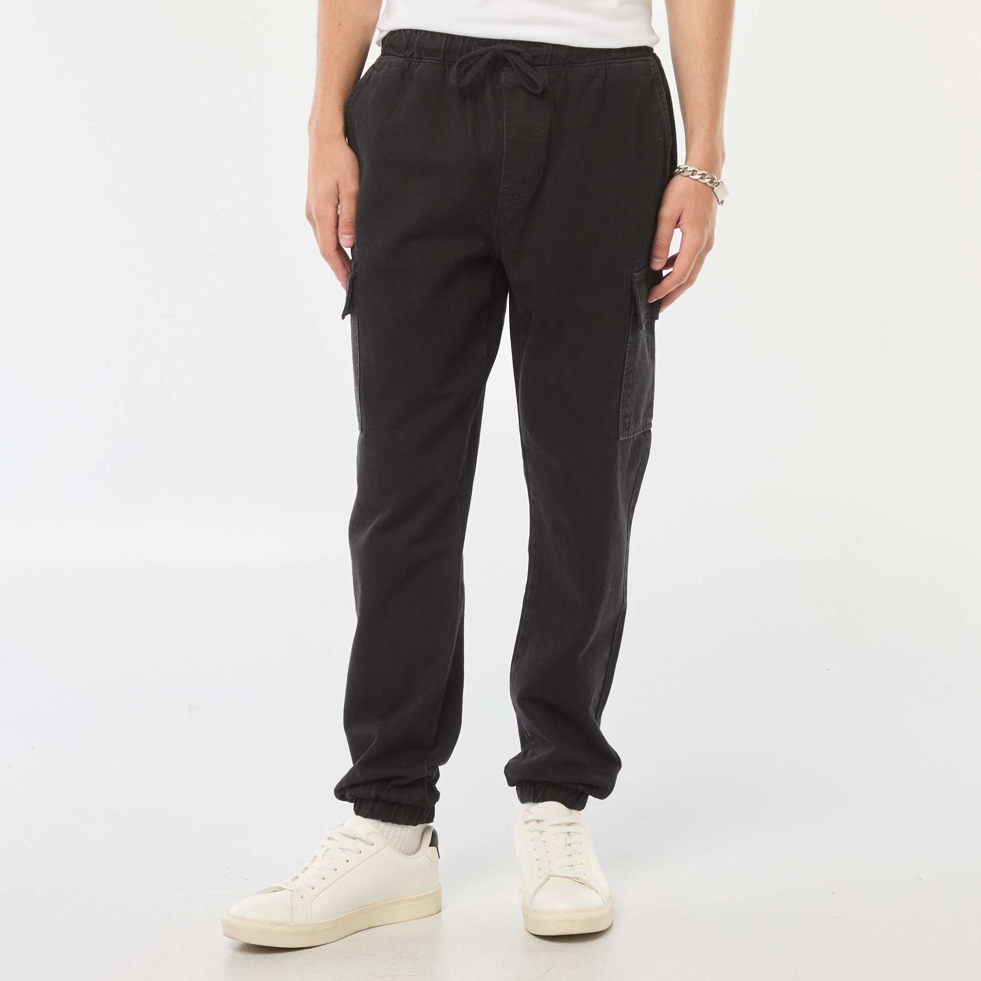 Pantalon multipoches avec ceinture élastiquée GRIS