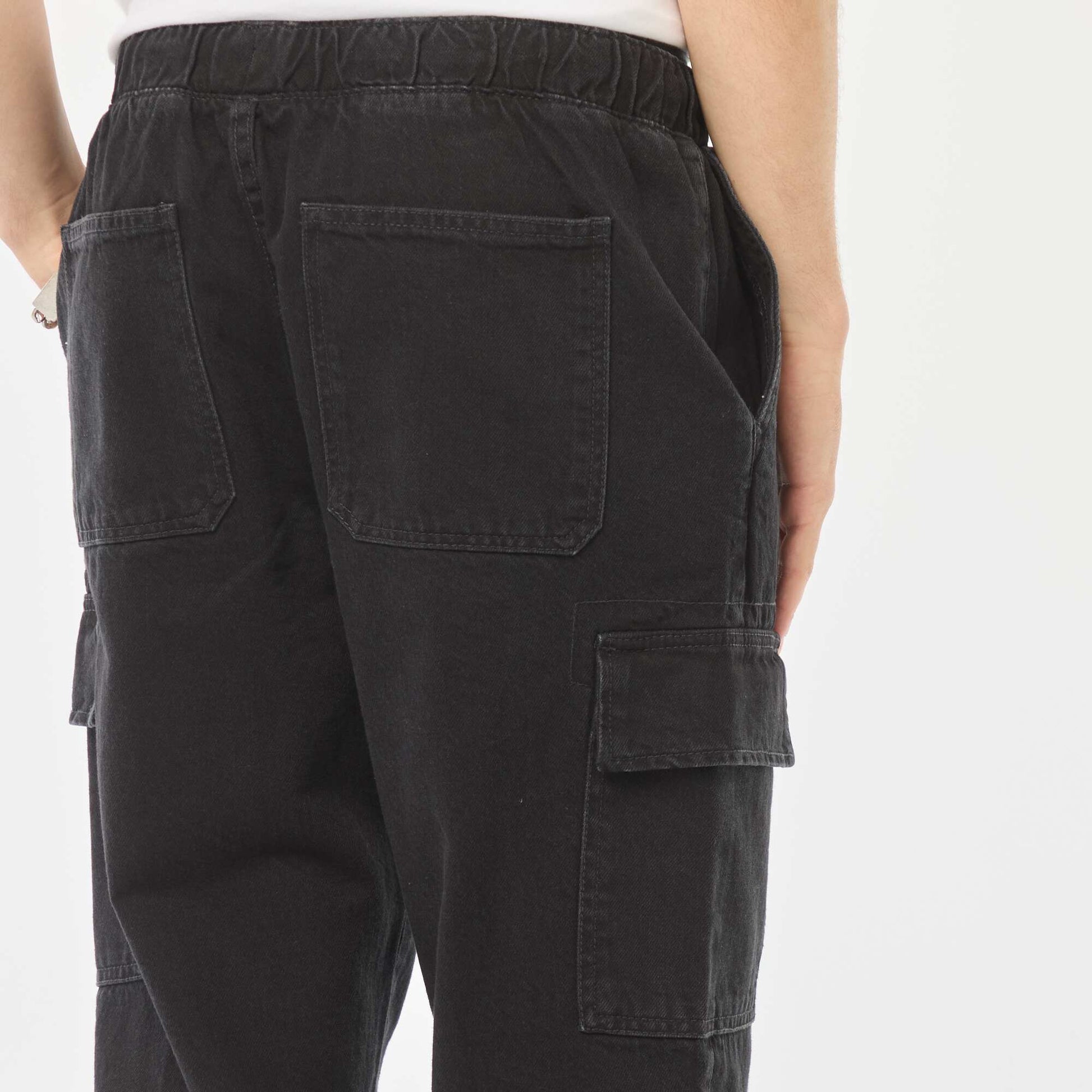 Pantalon multipoches avec ceinture élastiquée GRIS