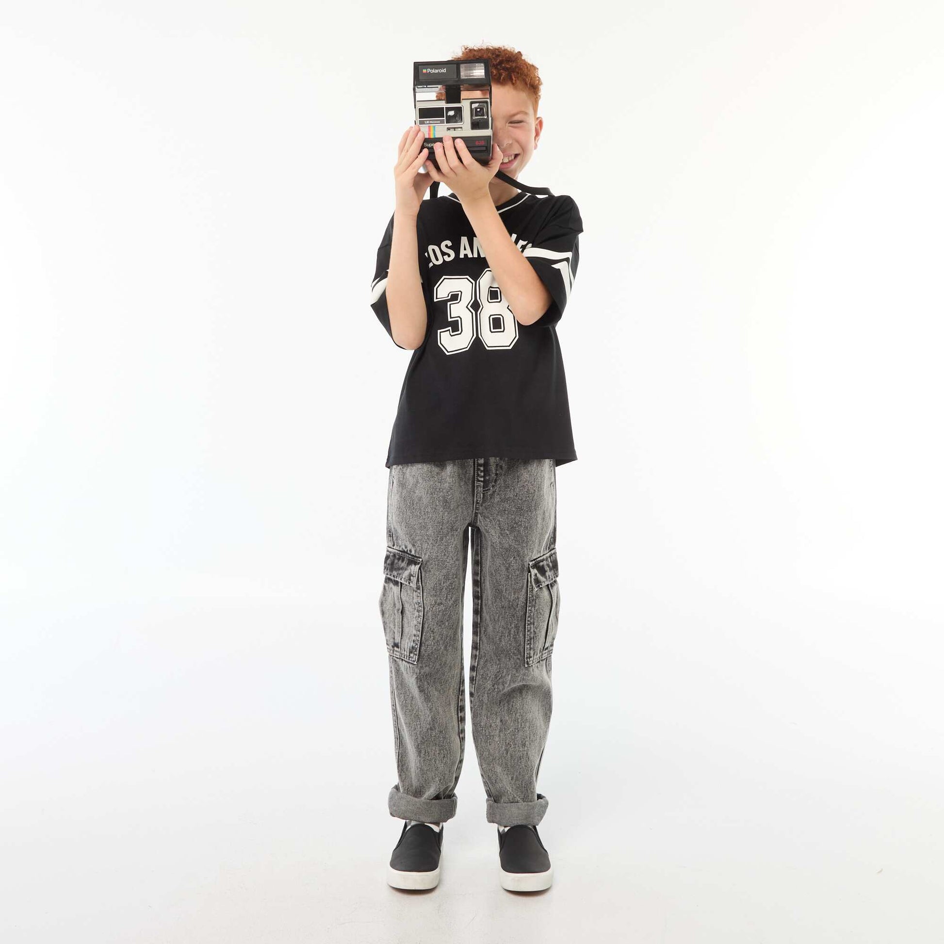 Pantalon multipoche élastiqué GRIS FONCé