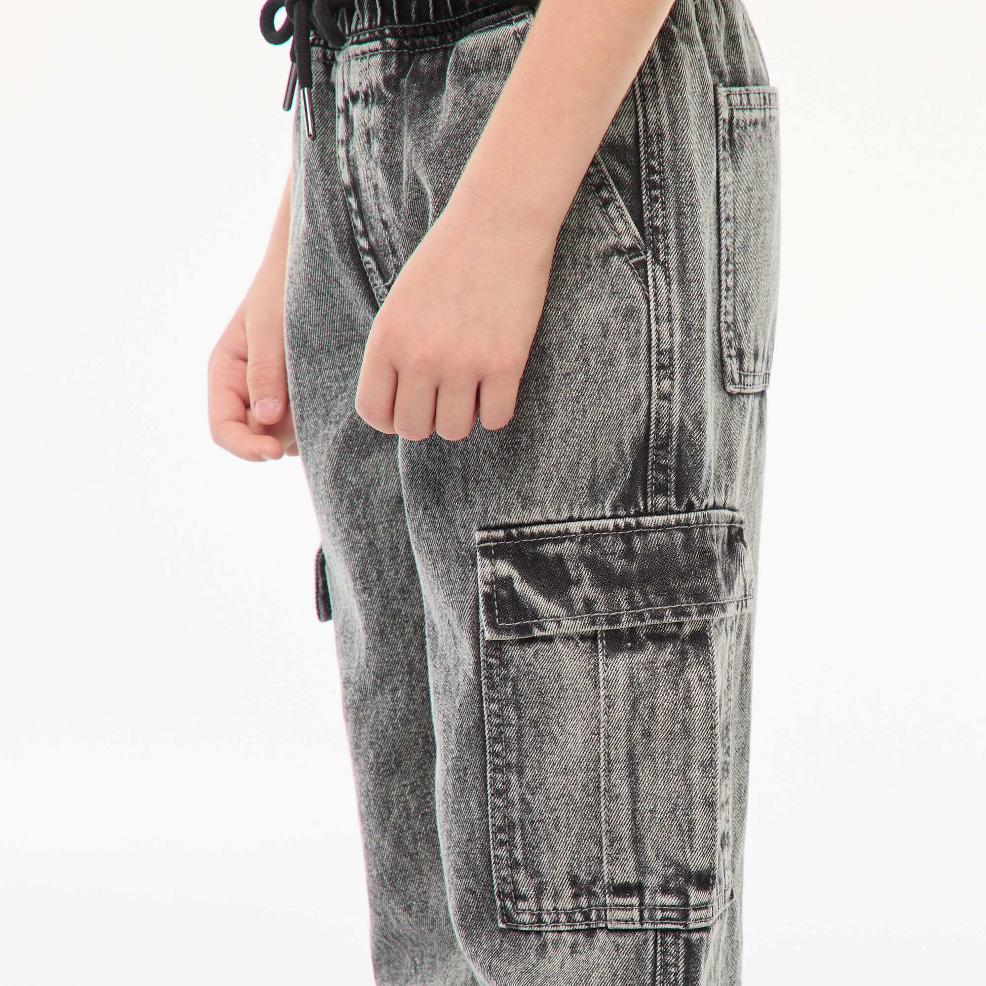 Pantalon multipoche élastiqué GRIS FONCé