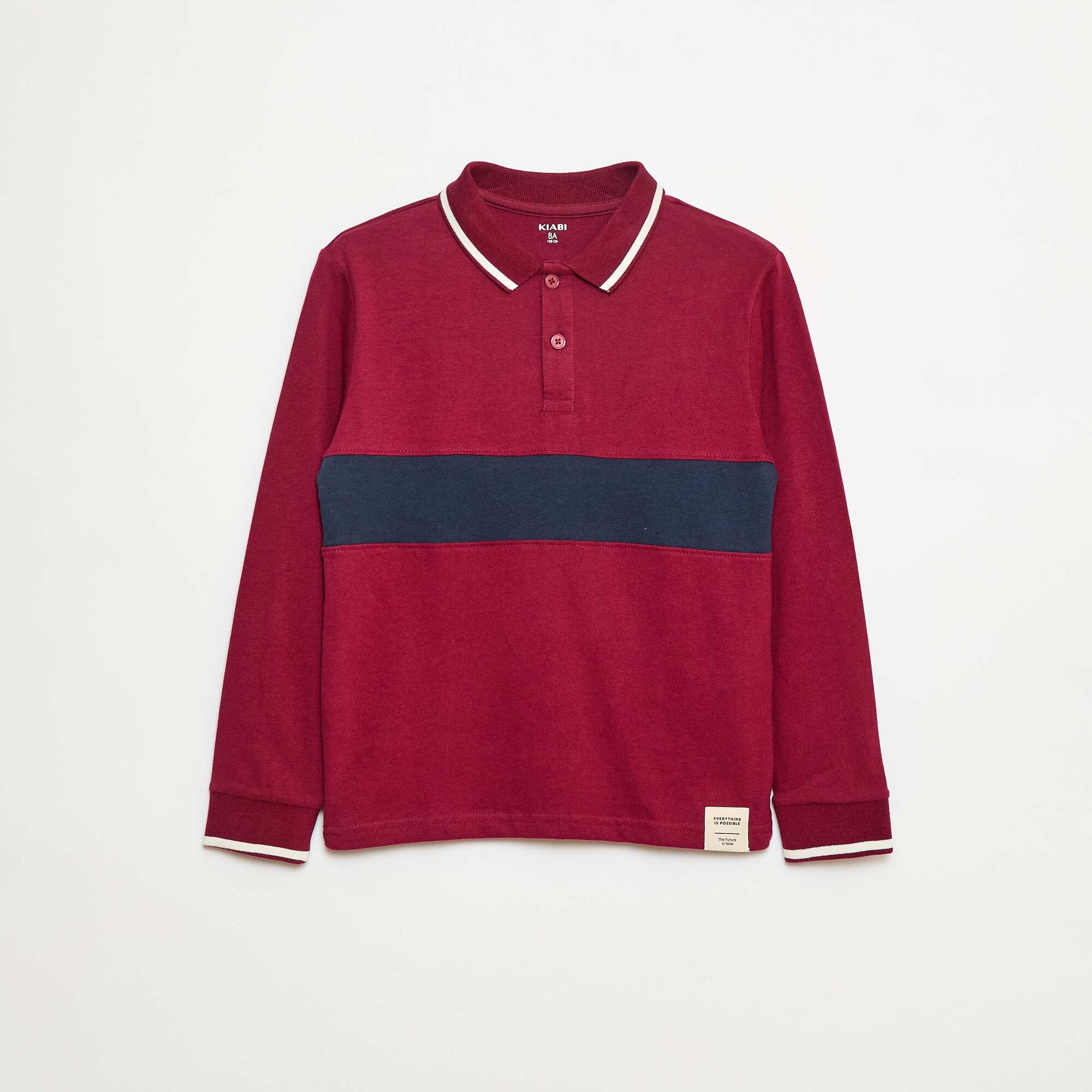 Polo en maille jersey style rugby ROUGE