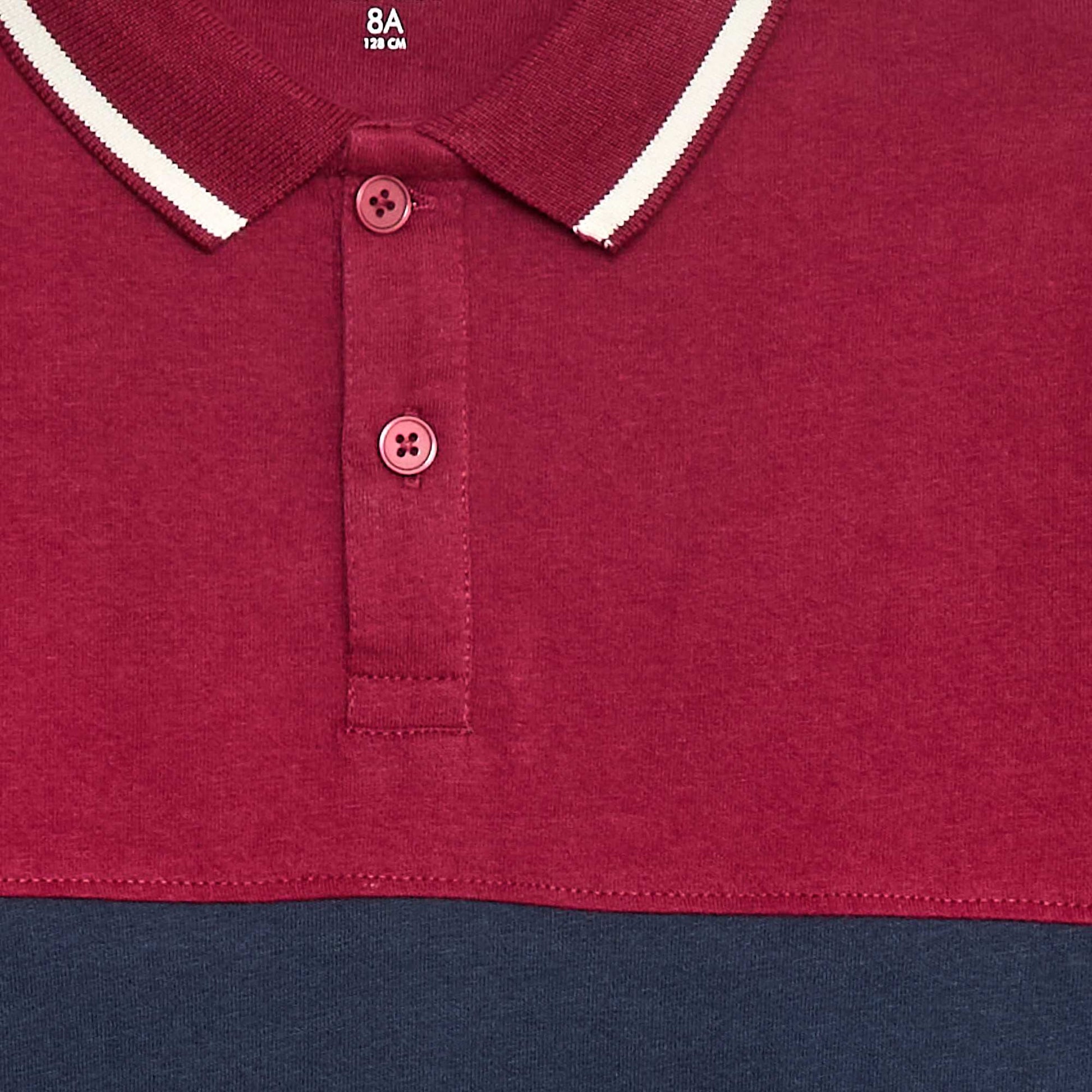 Polo en maille jersey style rugby ROUGE
