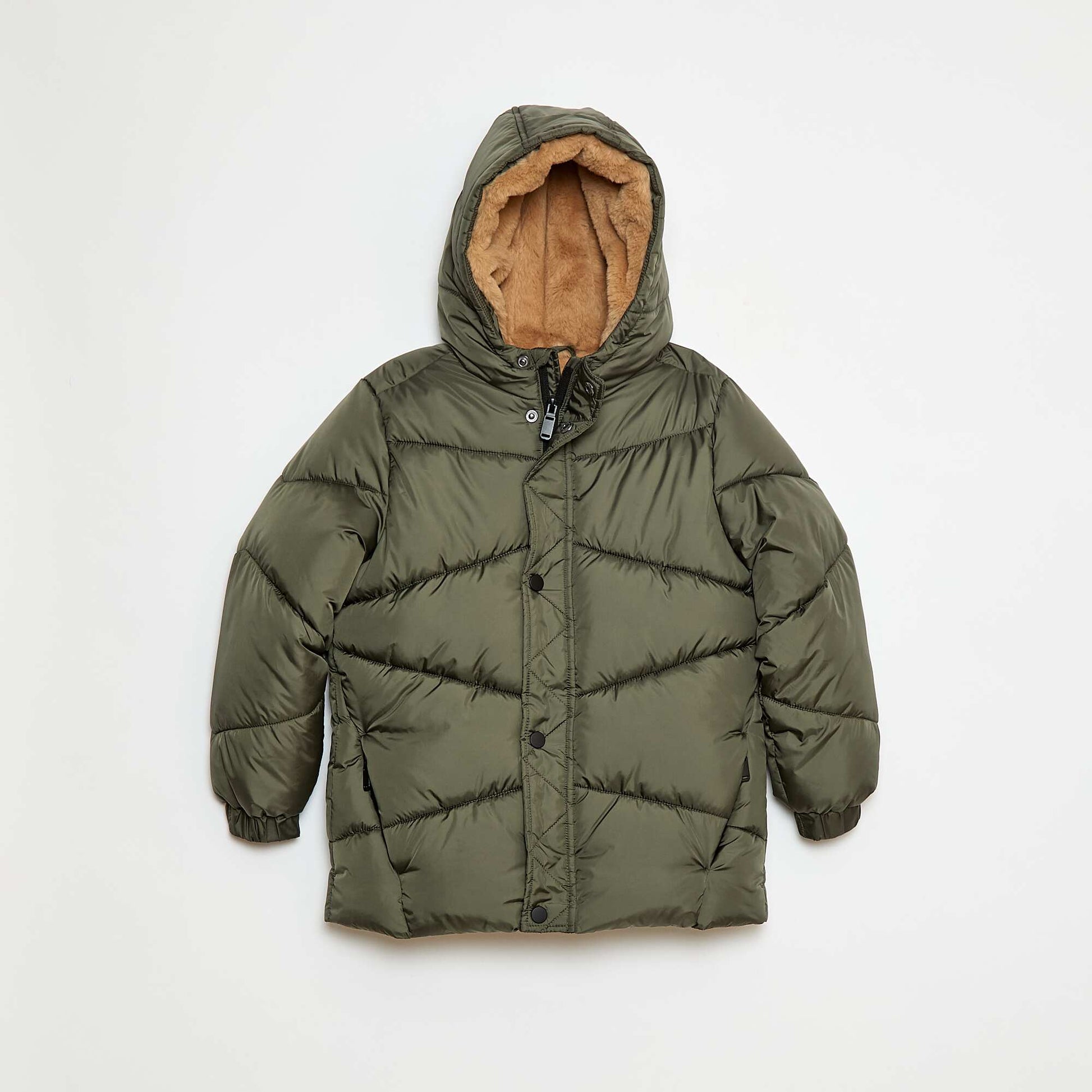 Doudoune déperlante à capuche matelassée VERT