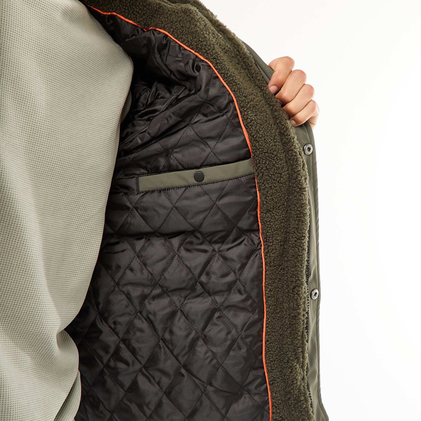 Blouson a capuche effet moutonné VERT