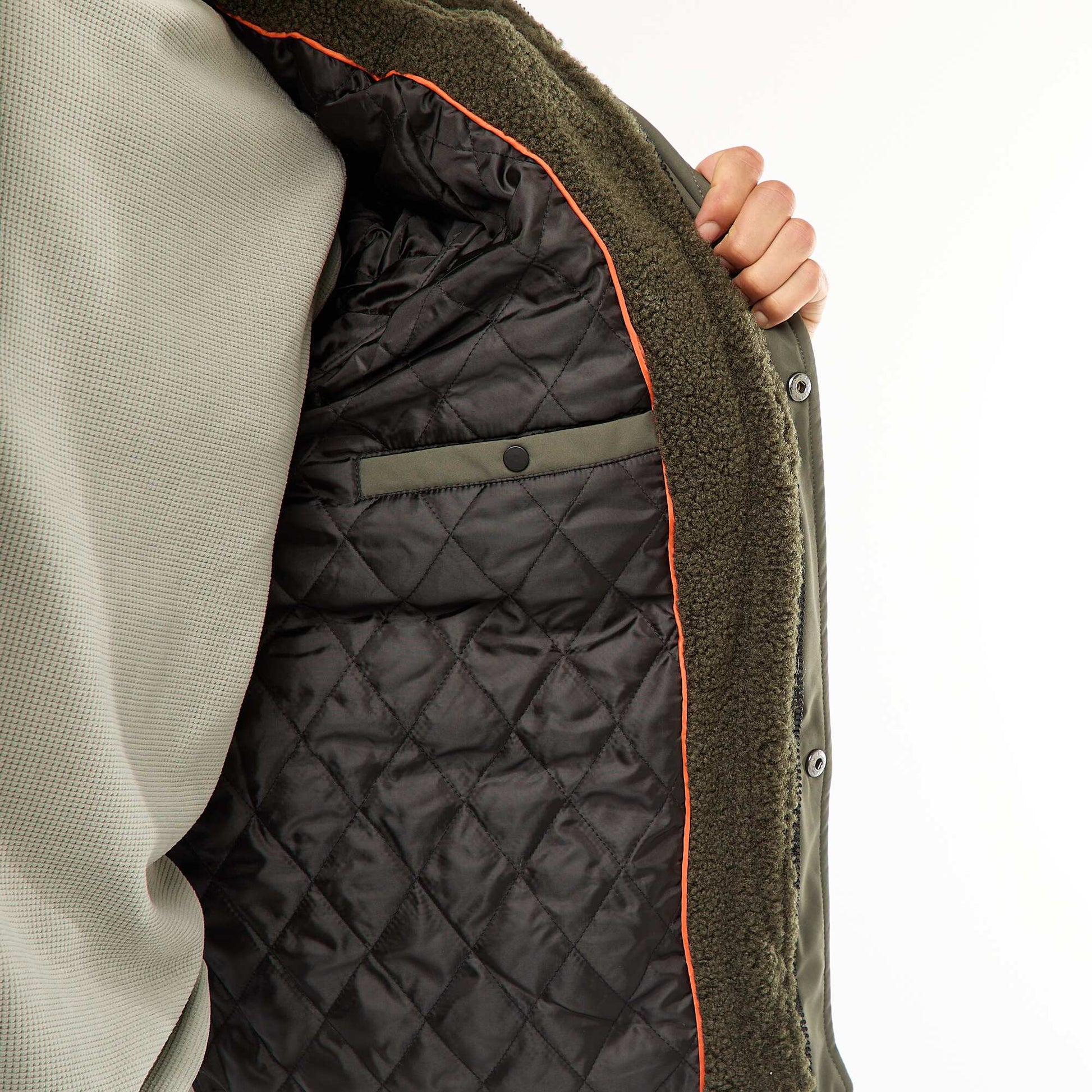 Blouson a capuche effet moutonné VERT