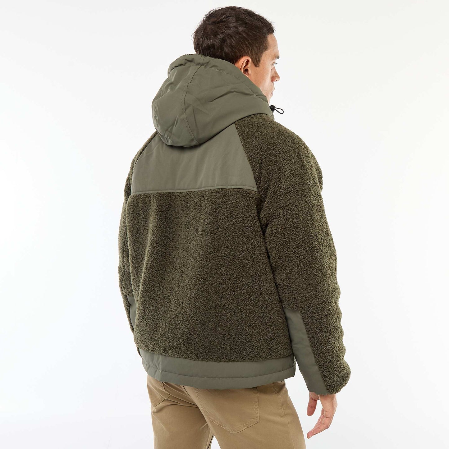 Blouson a capuche effet moutonné VERT