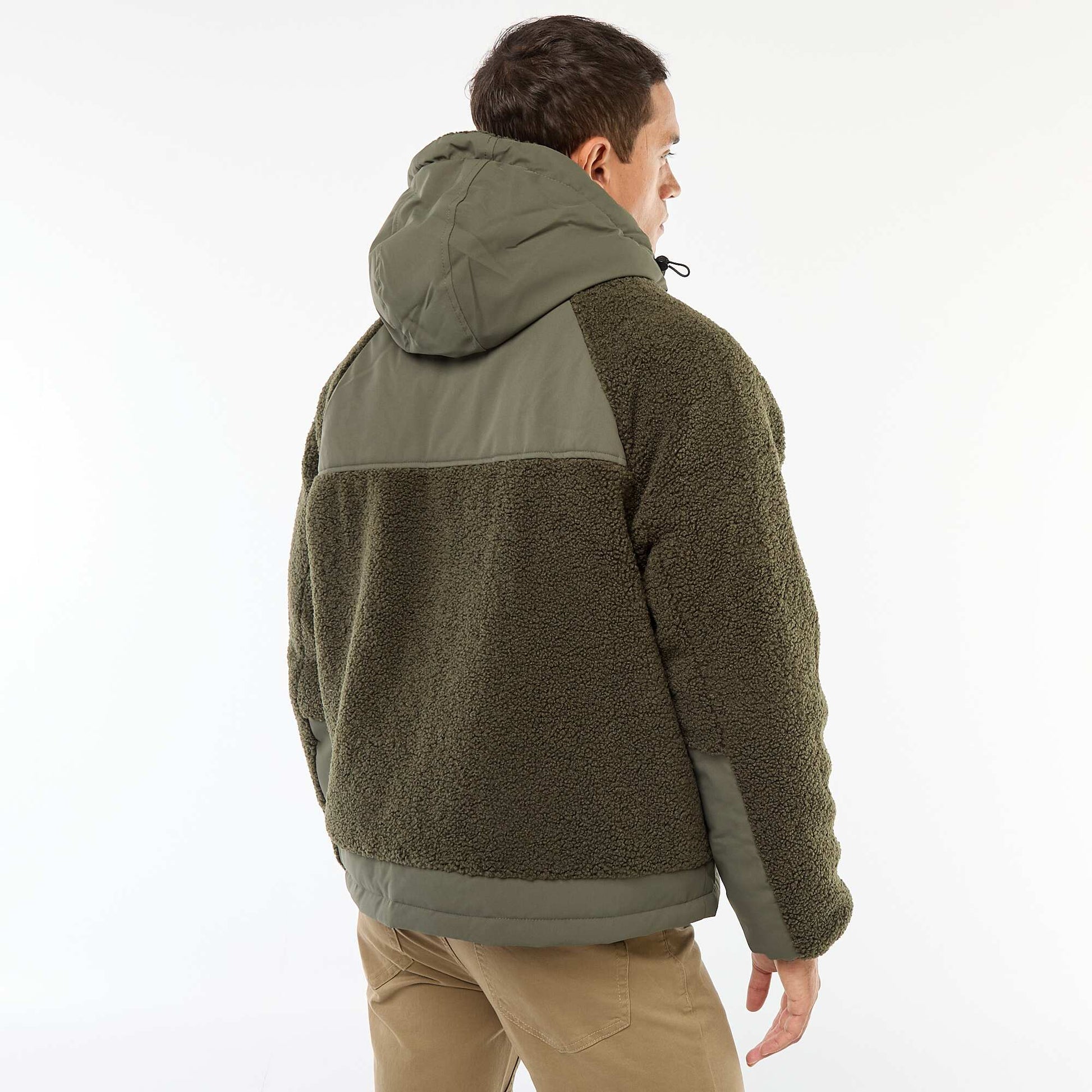 Blouson a capuche effet moutonné VERT