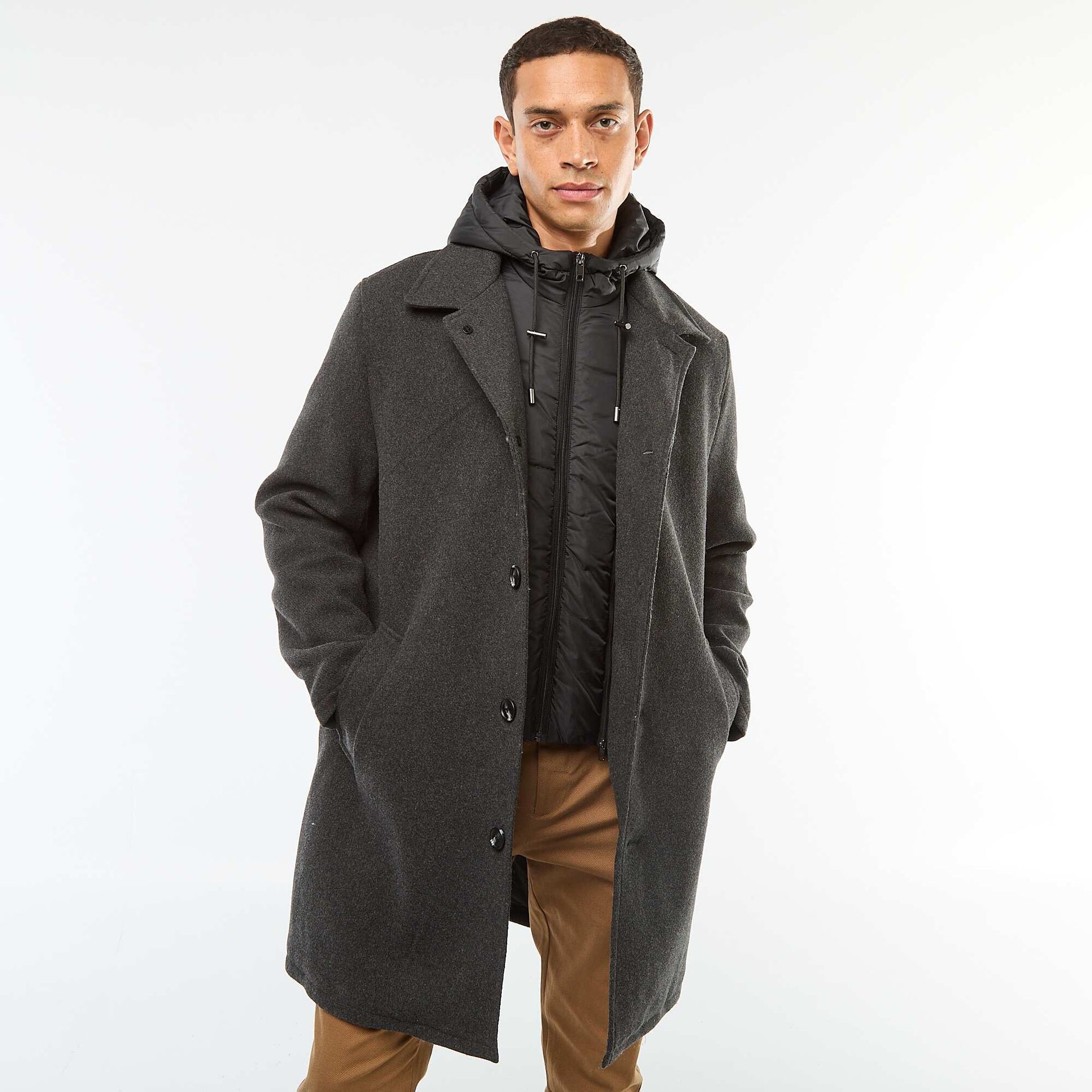 Manteau long chaud chic GRIS