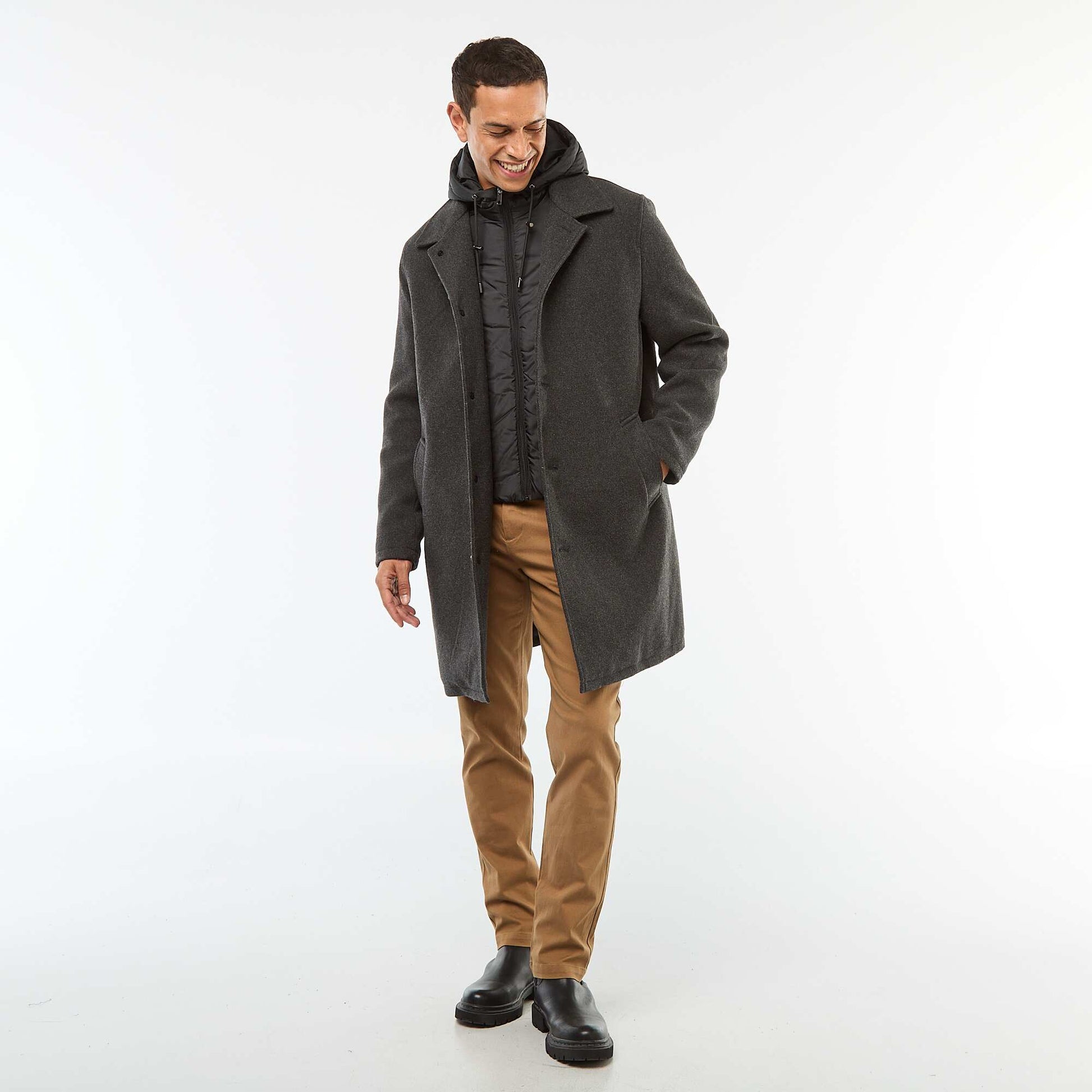 Manteau long chaud chic GRIS