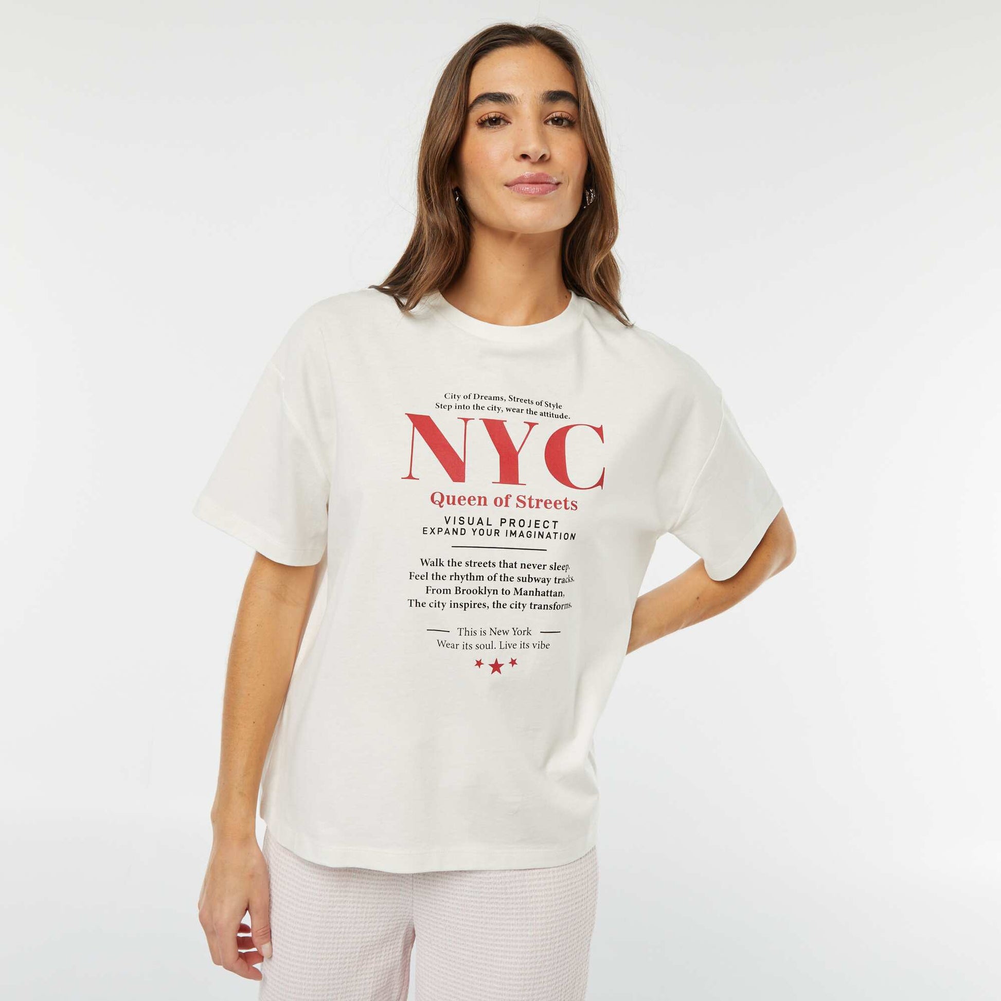 T-shirt oversize imprimé BLANC
