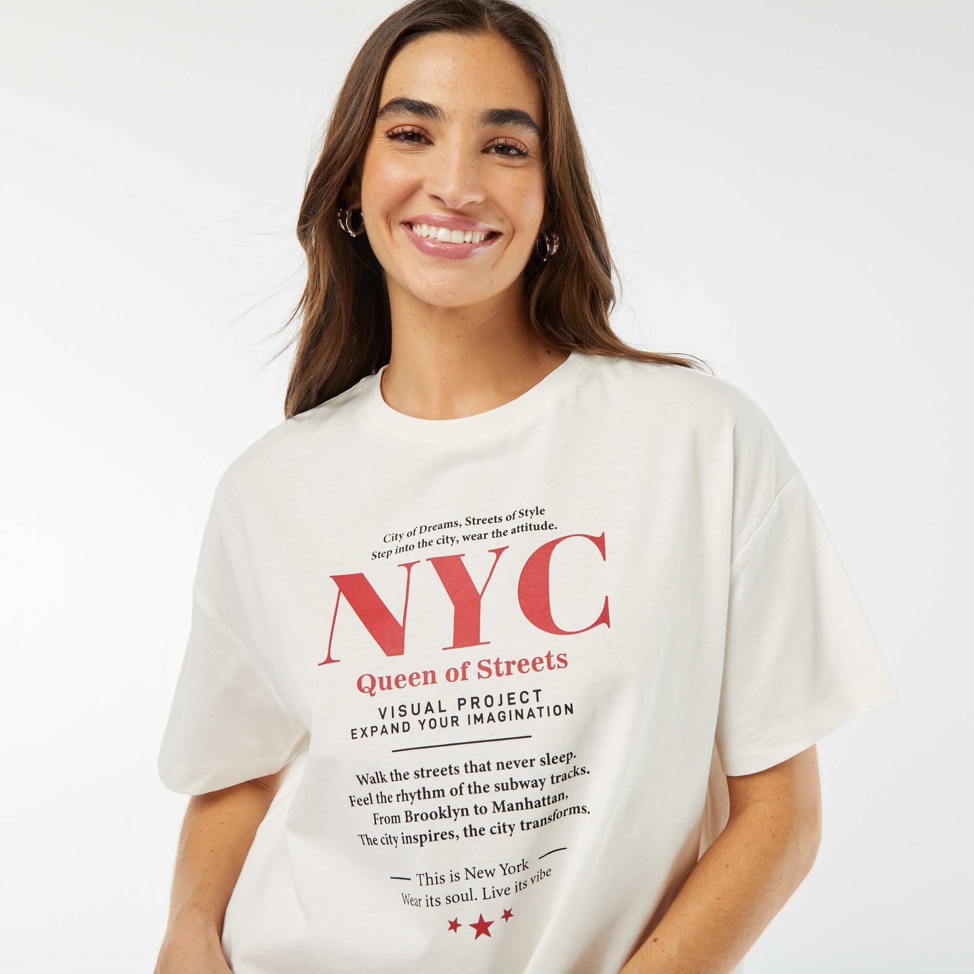 T-shirt oversize imprimé BLANC