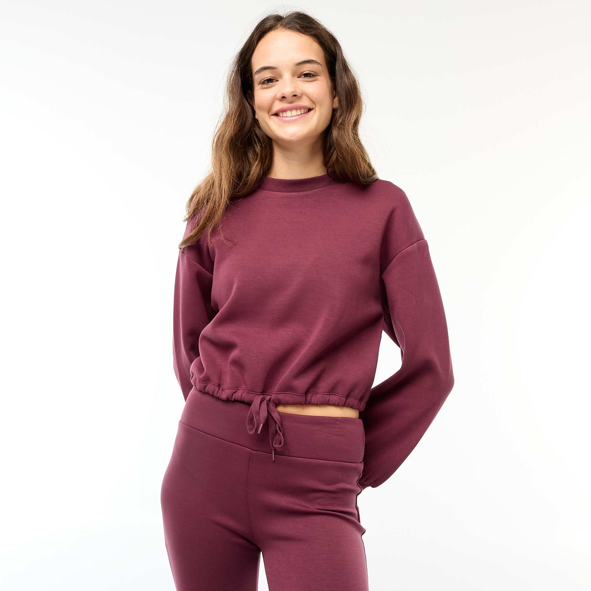 Sweat en molleton uni doux et chaud ROUGE