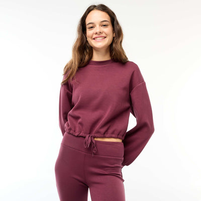 Sweat en molleton uni doux et chaud ROUGE