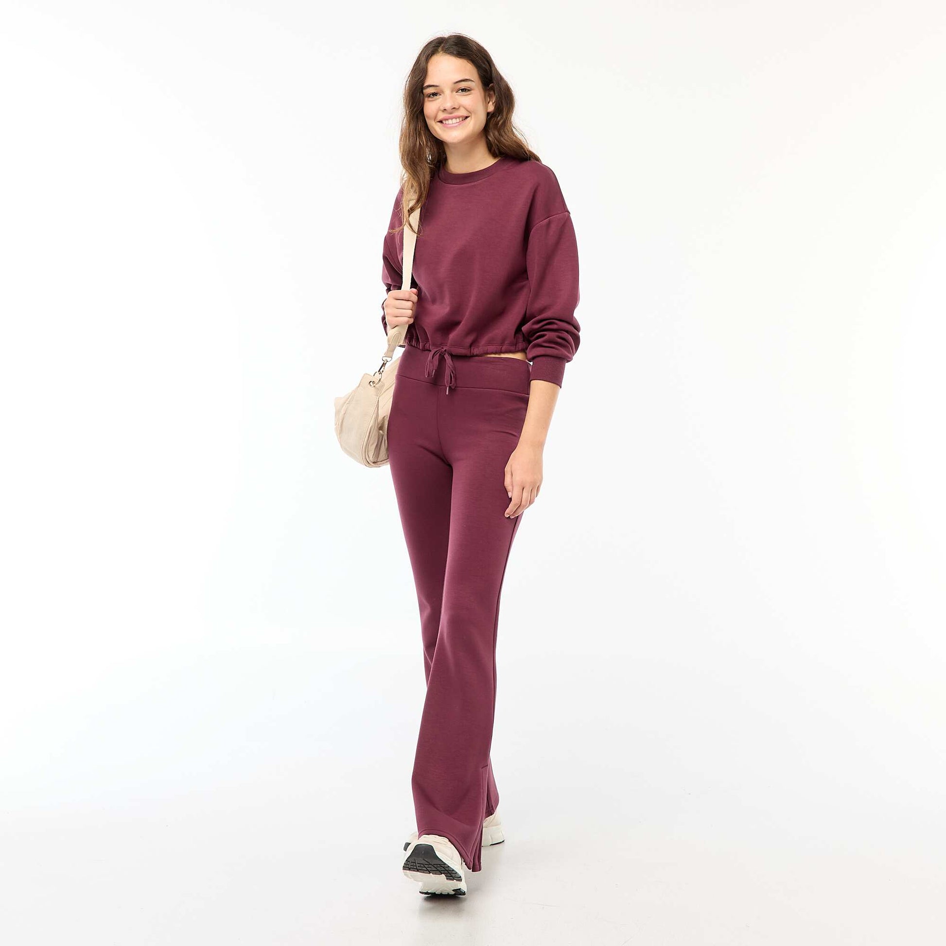 Sweat en molleton uni doux et chaud ROUGE