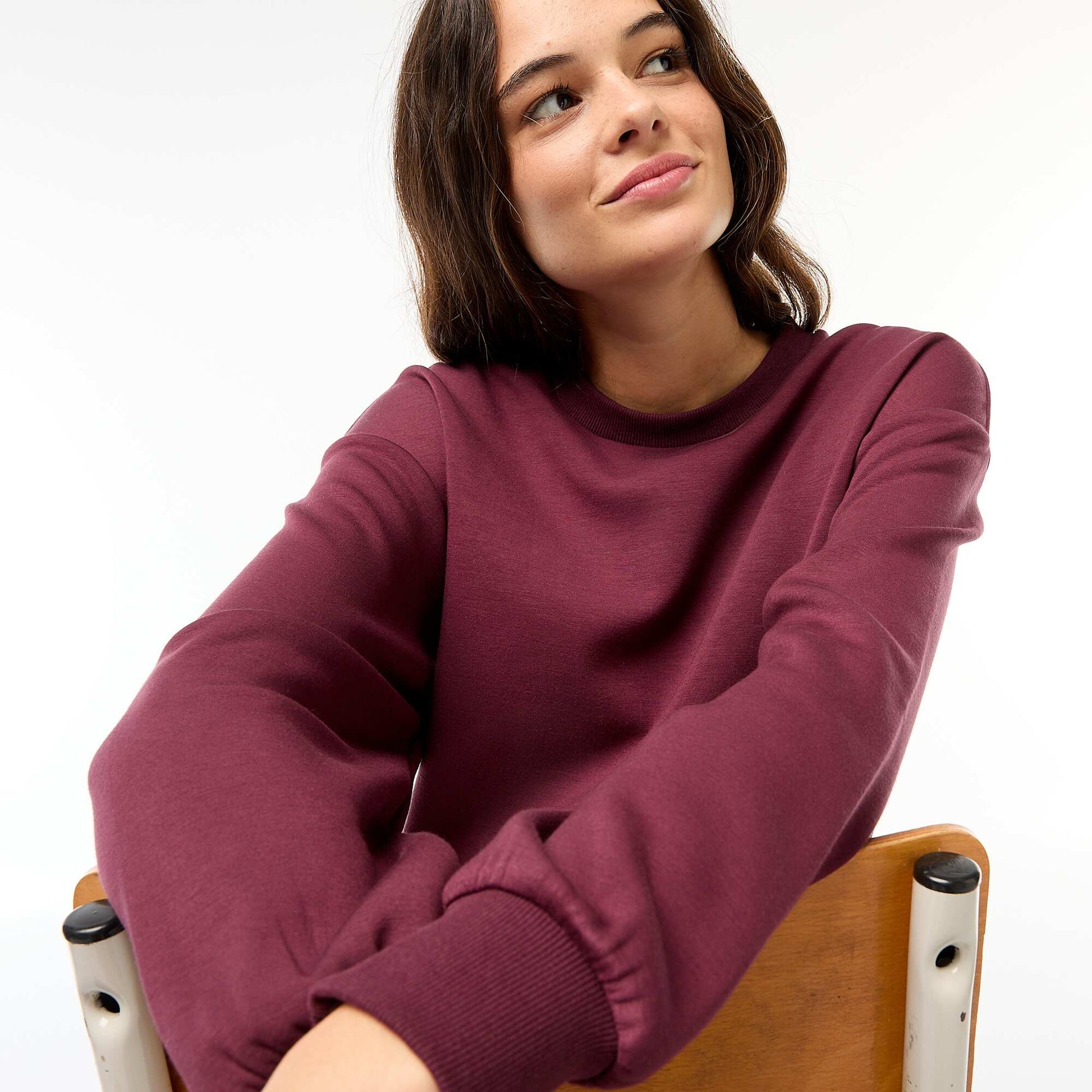 Sweat en molleton uni doux et chaud ROUGE