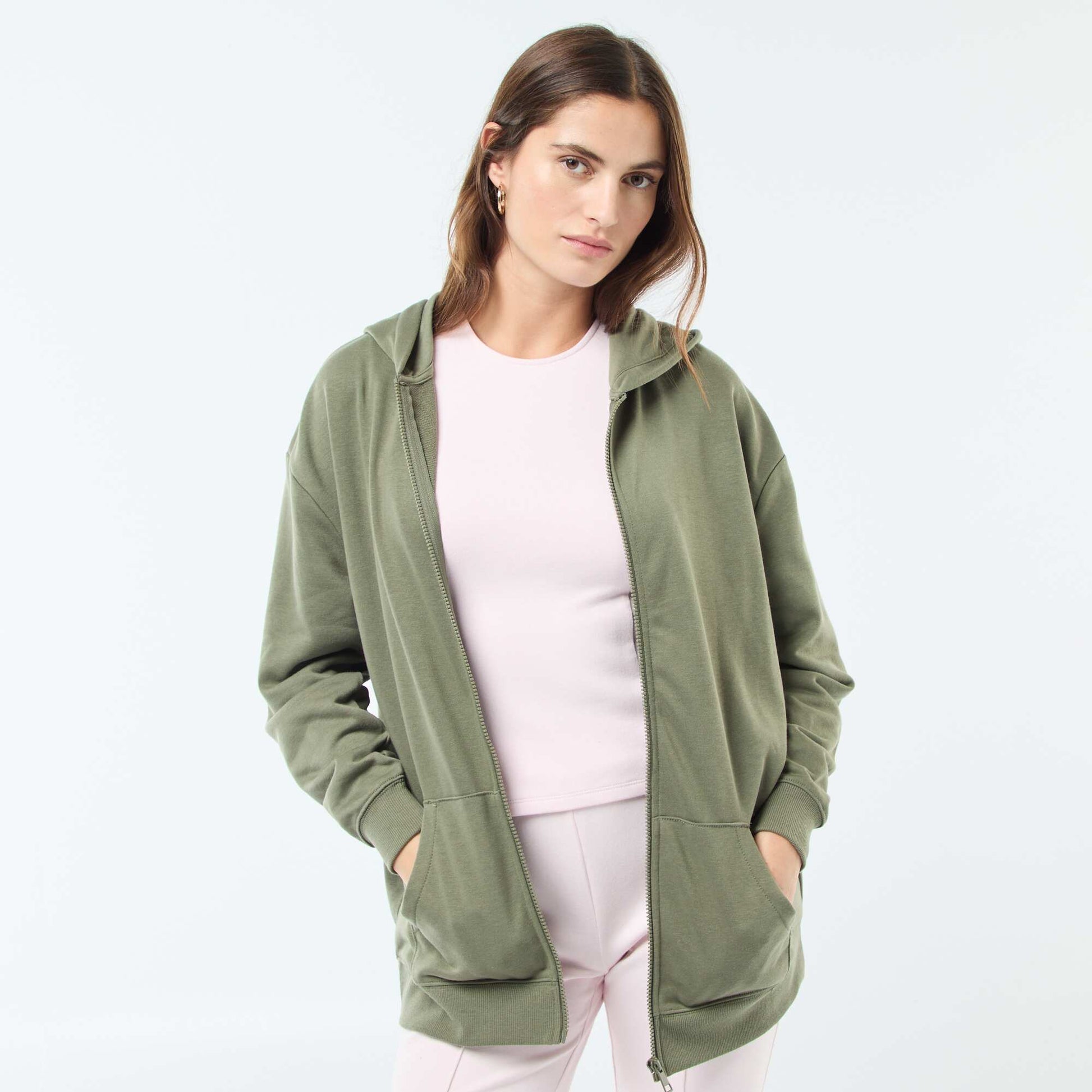 Gilet à capuche uni VERT