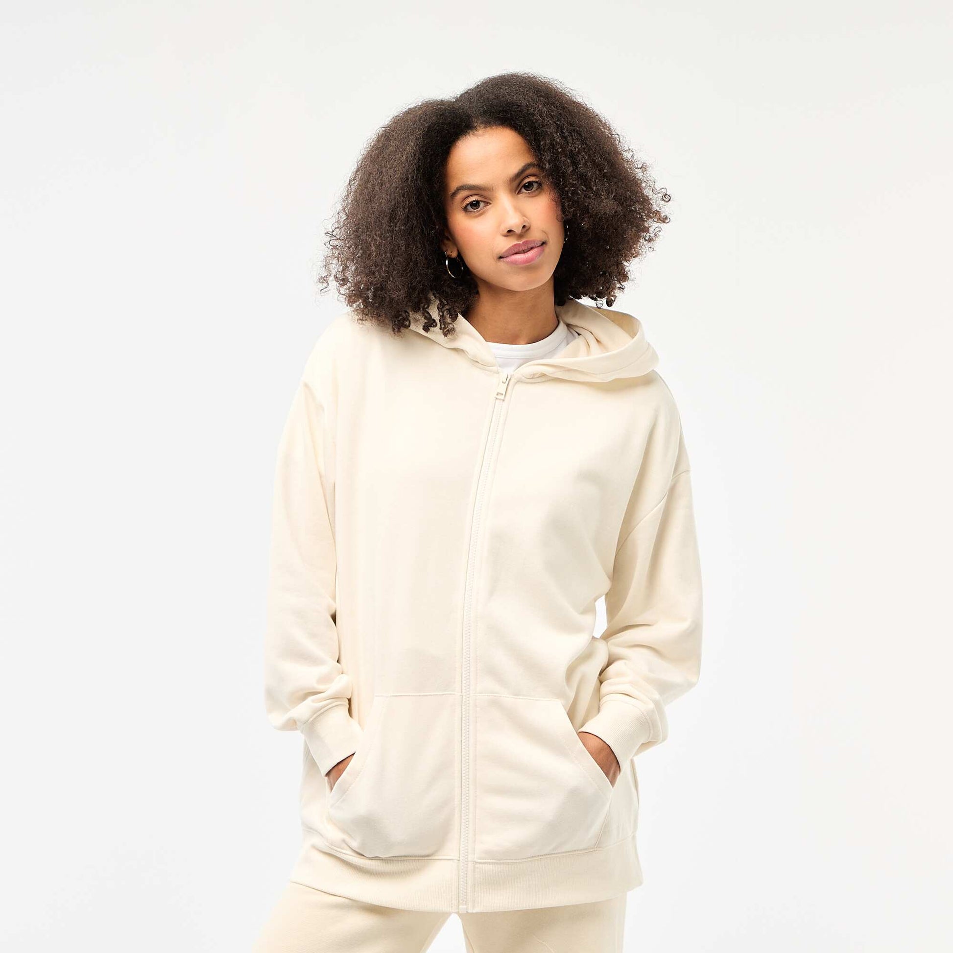 Gilet à capuche uni BEIGE
