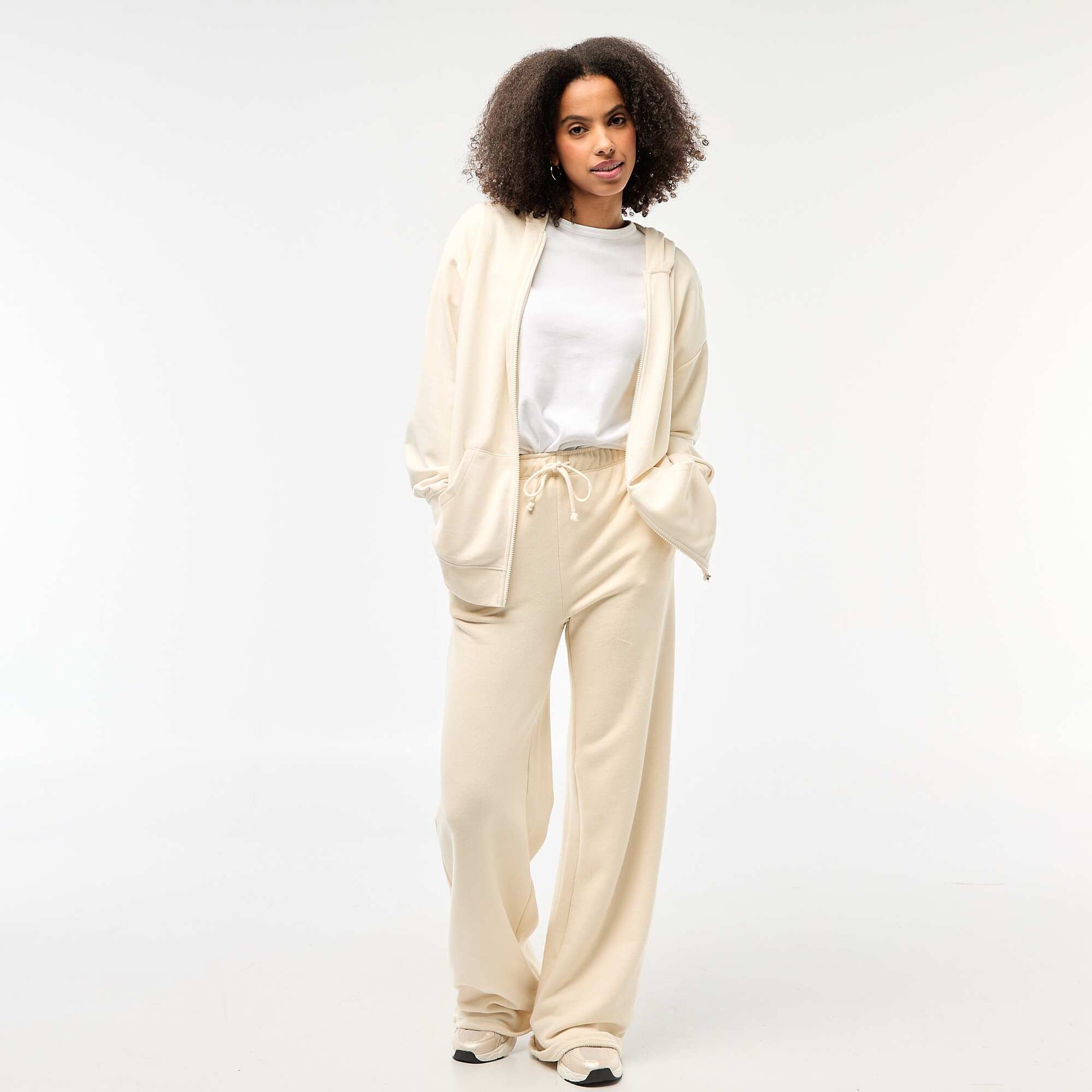 Gilet à capuche uni BEIGE