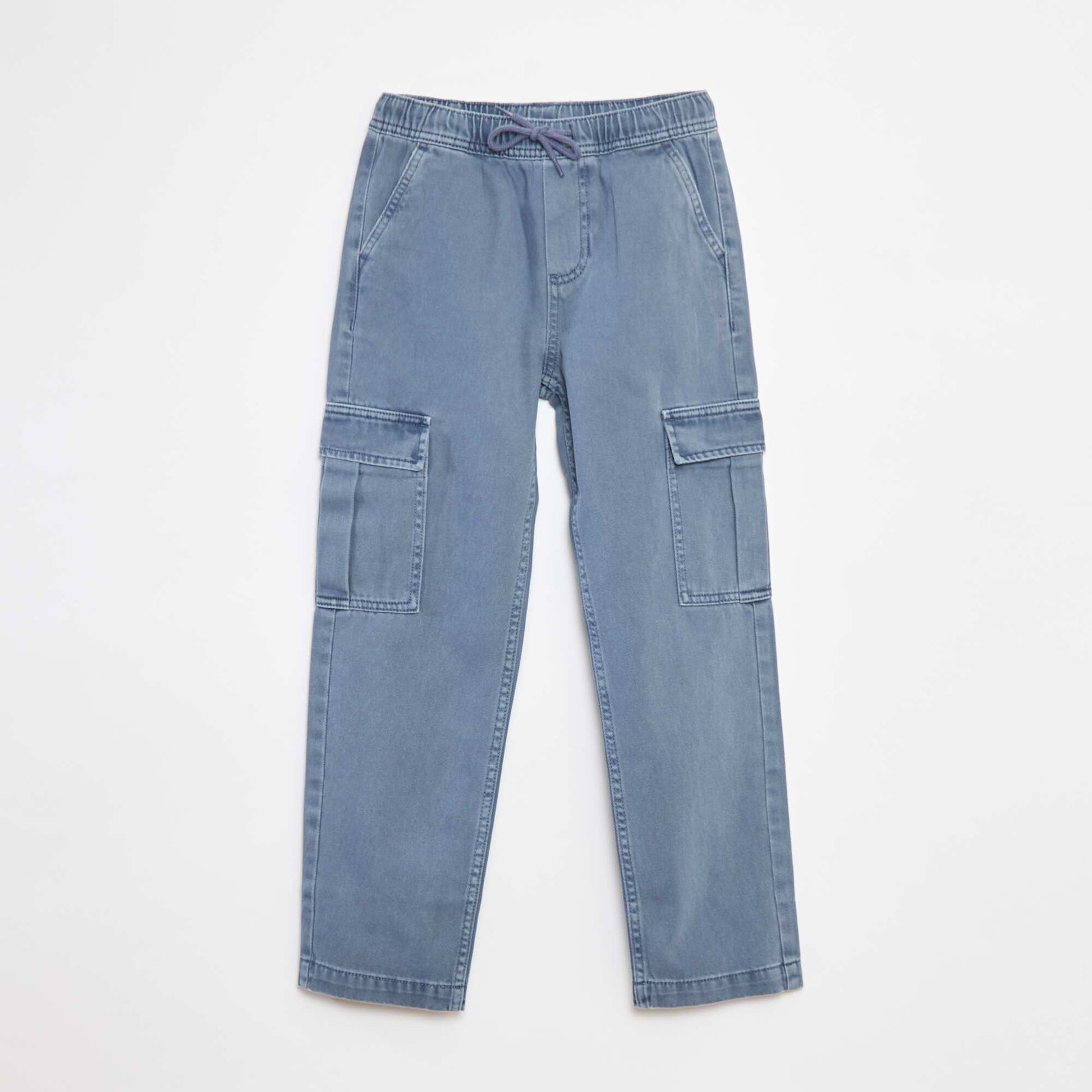 Pantalon multipoches avec ceinture élastiquée BLEU