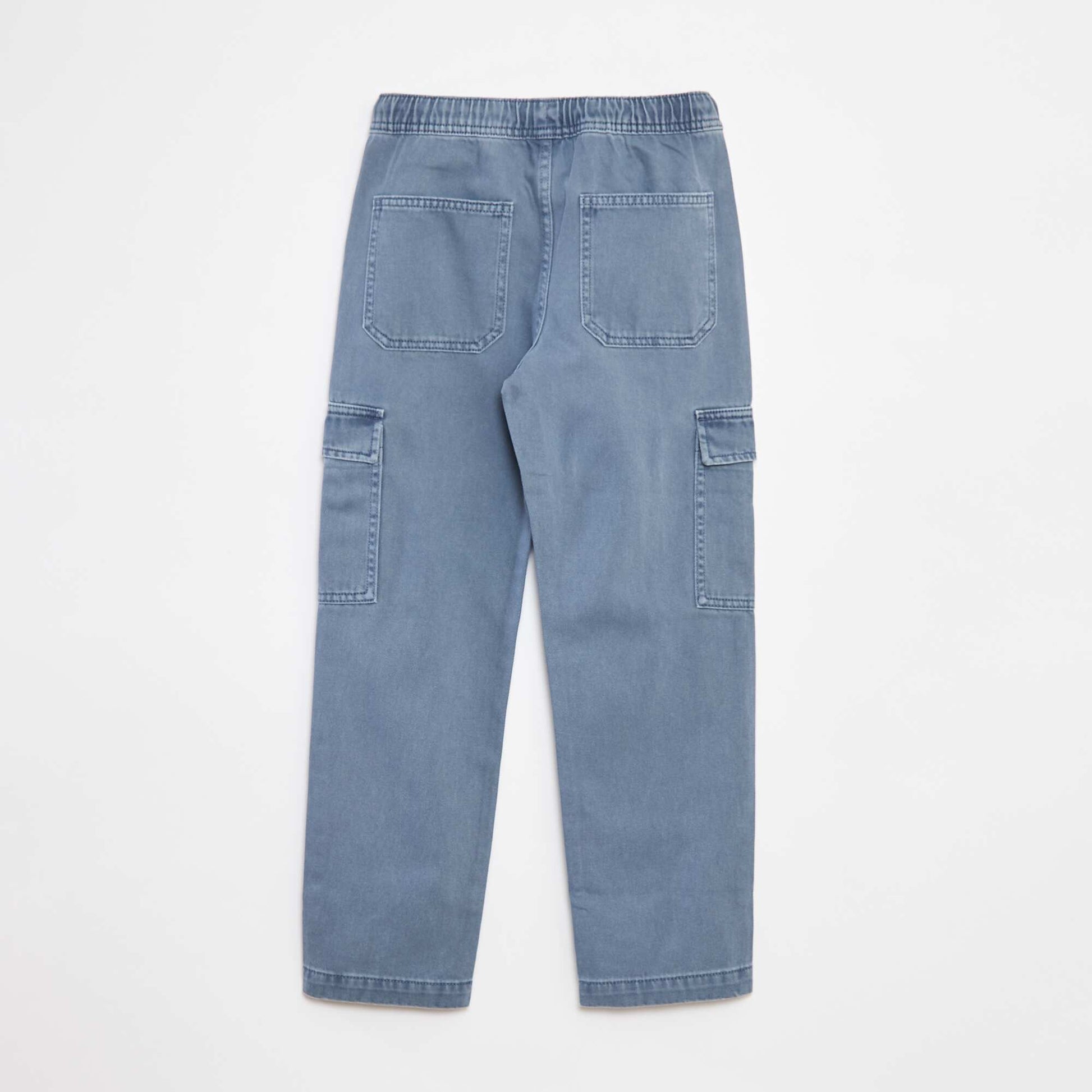 Pantalon multipoches avec ceinture élastiquée BLEU