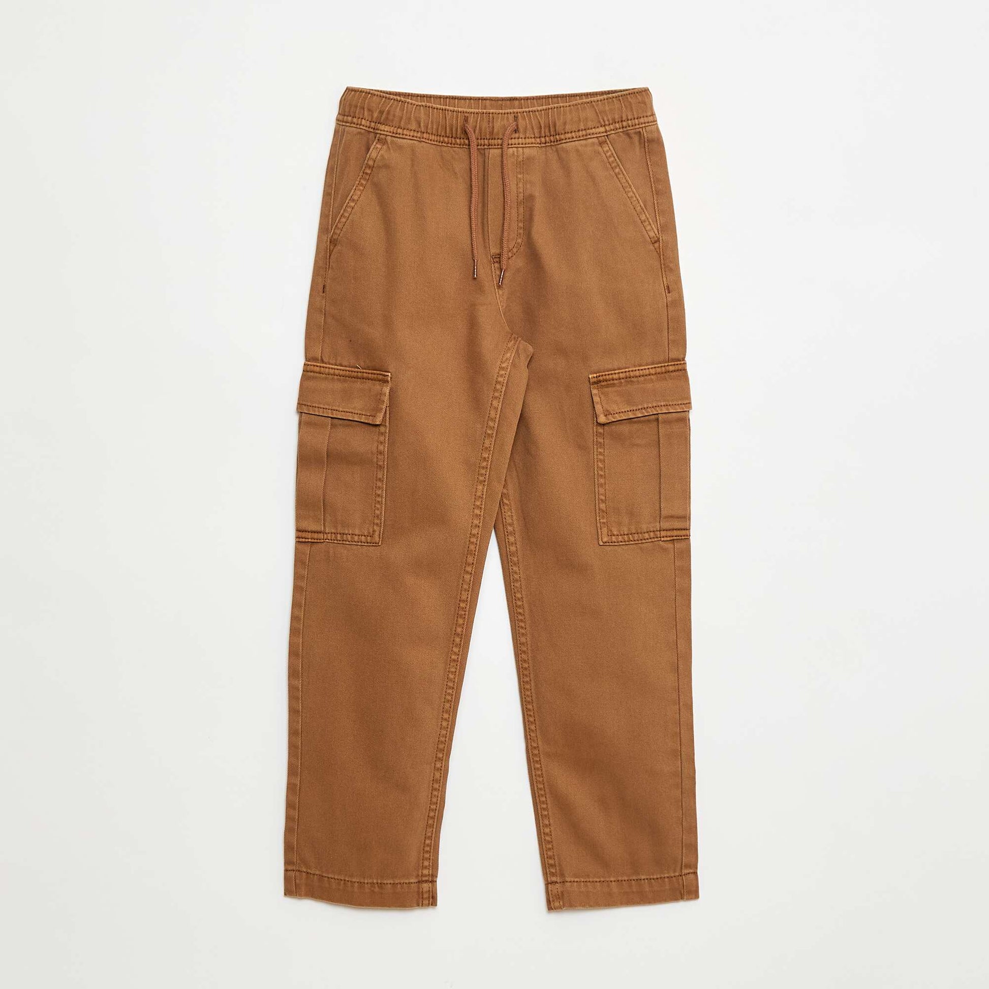 Pantalon multipoches avec ceinture élastiquée MARRON