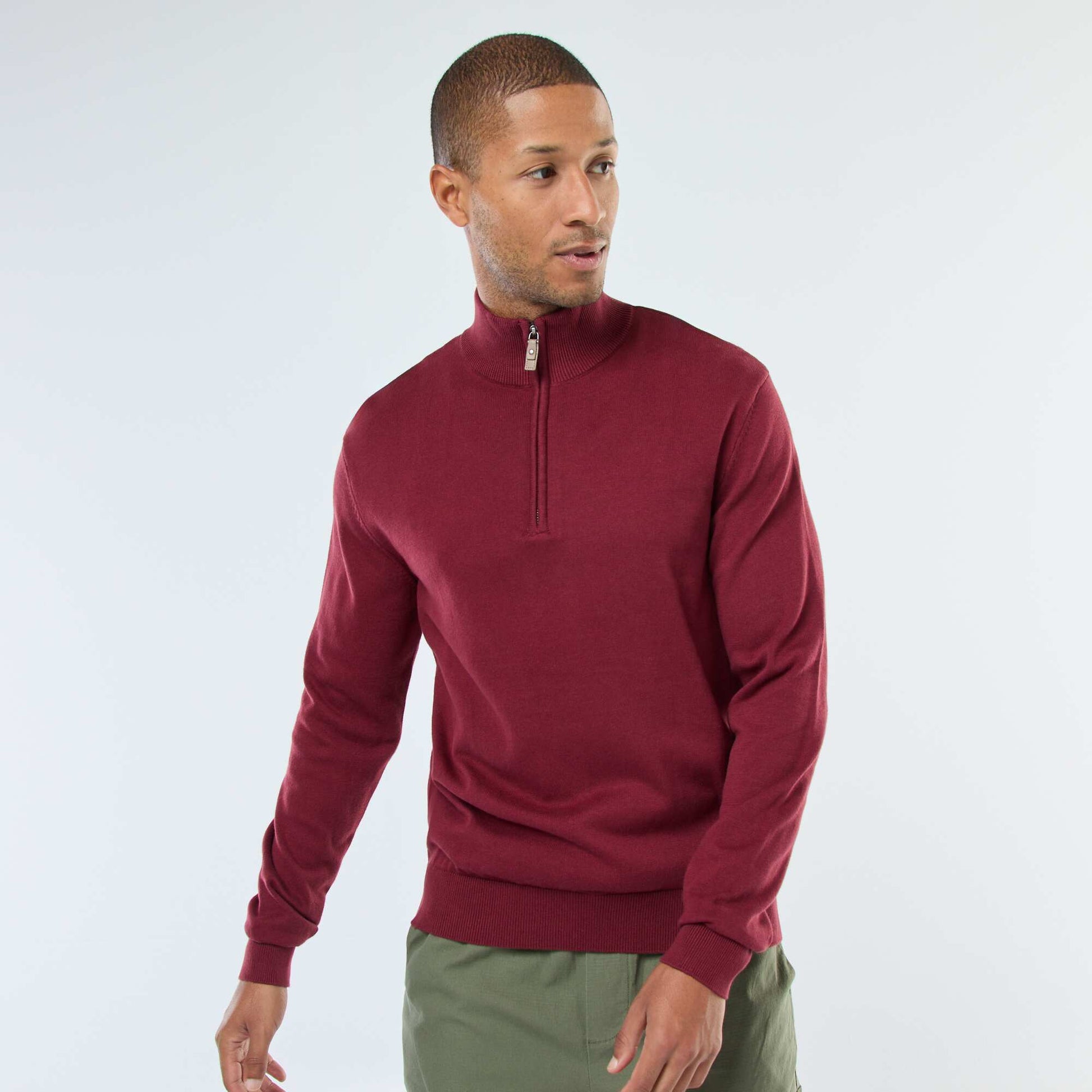 Pull col camionneur en maille ROUGE