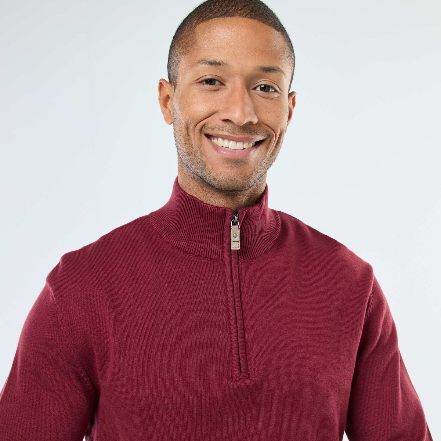 Pull col camionneur en maille ROUGE