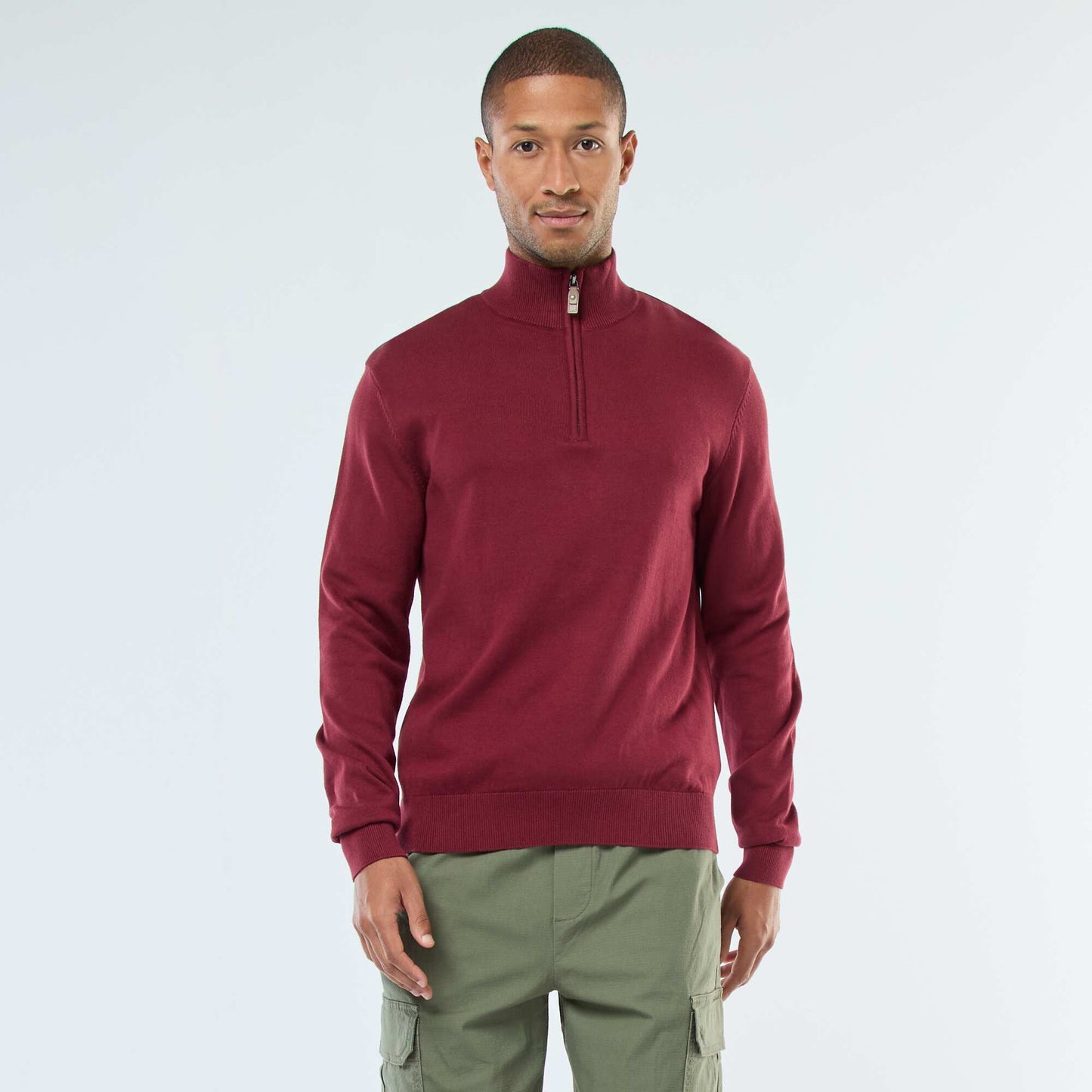 Pull col camionneur en maille ROUGE
