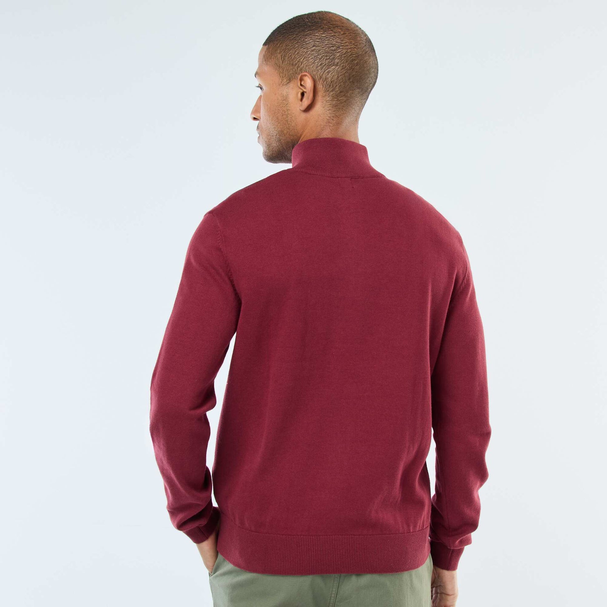 Pull col camionneur en maille ROUGE