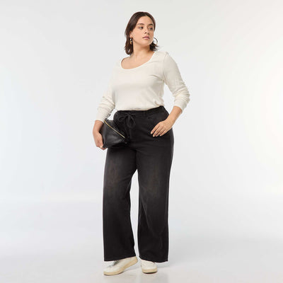 Pantalon wide leg denim brut GRIS