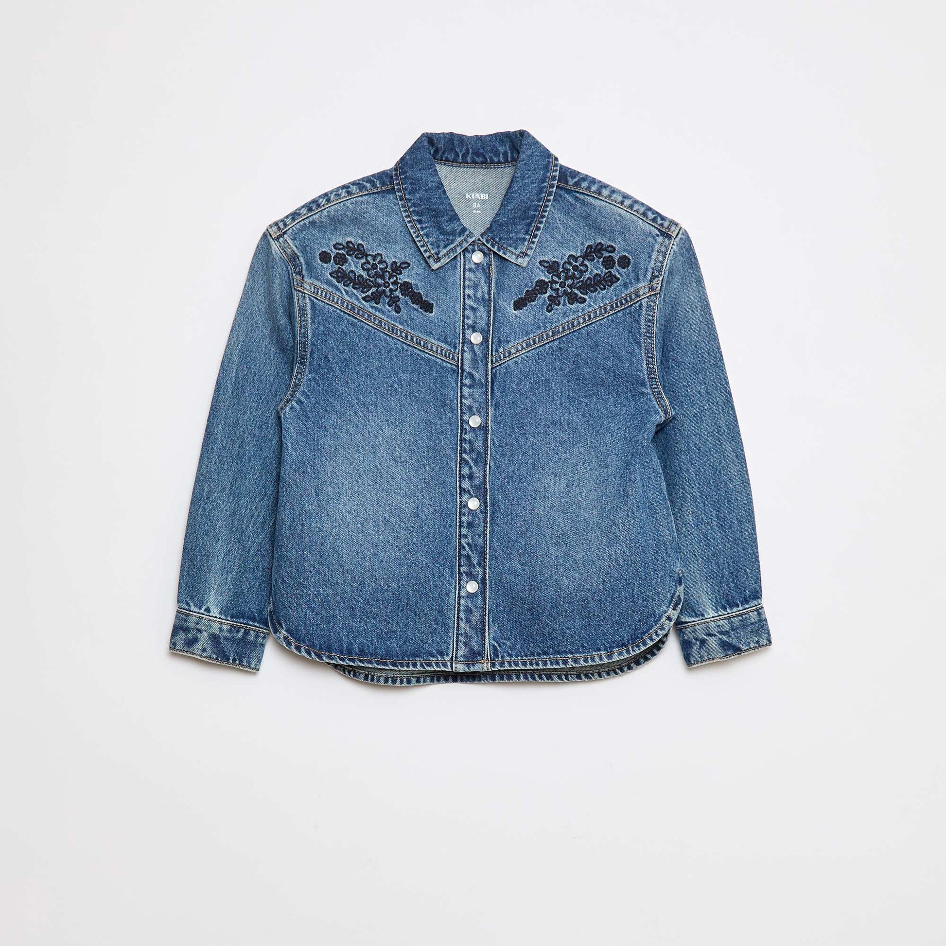 Chemise en jean avec broderies BLEU