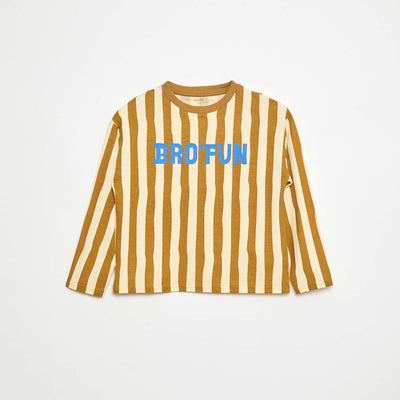 Tee-shirt manches longues imprimé 'brother' BEIGE