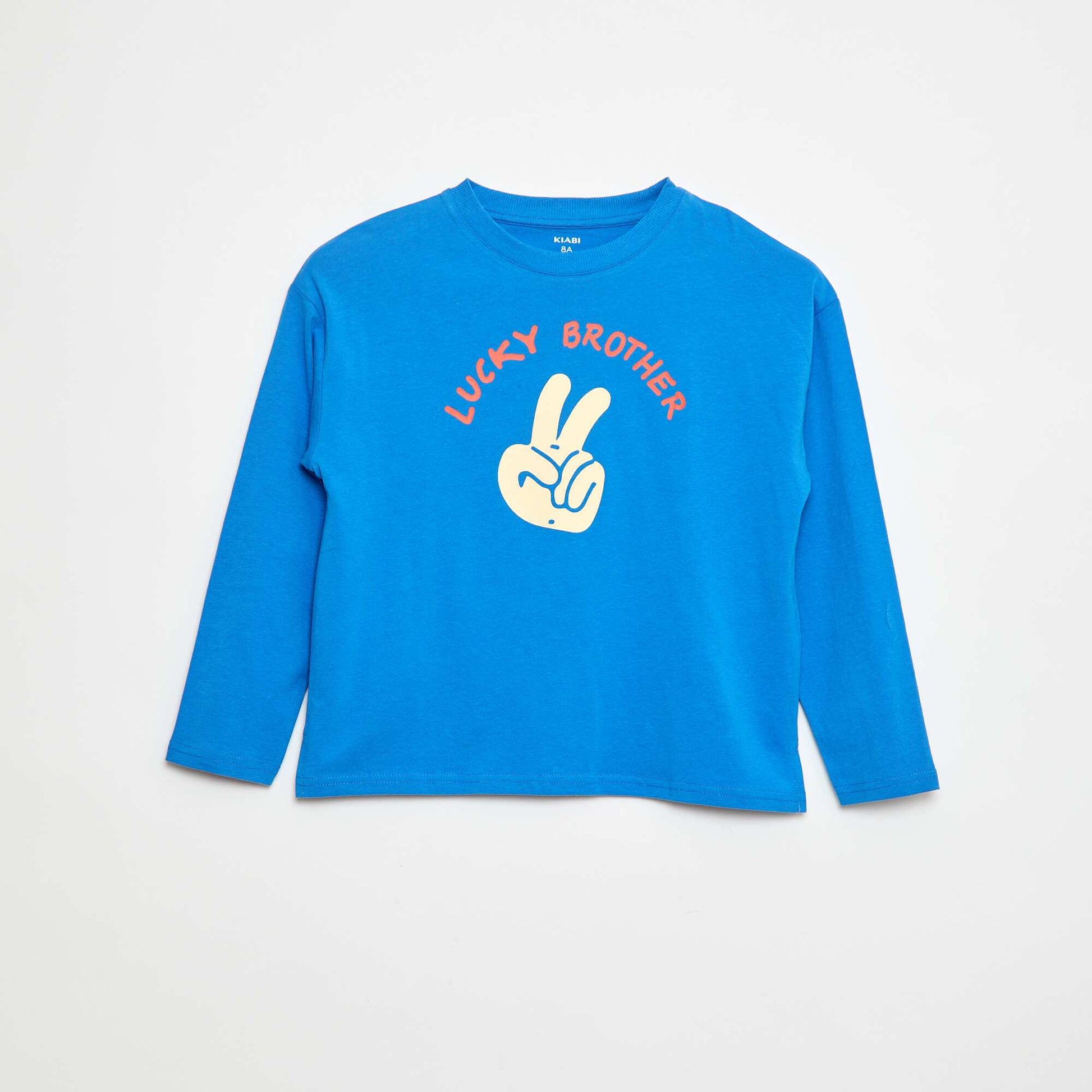 Tee-shirt manches longues imprimé 'brother' BLEU