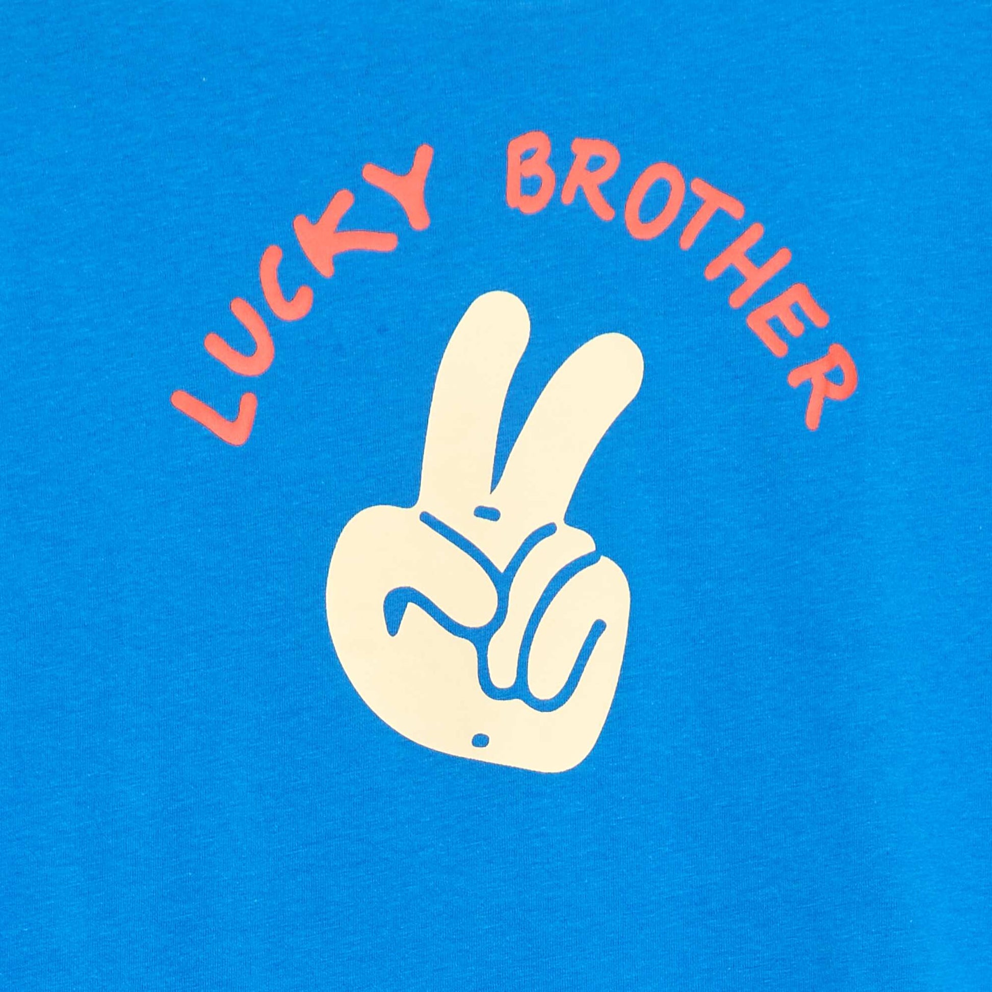 Tee-shirt manches longues imprimé 'brother' BLEU