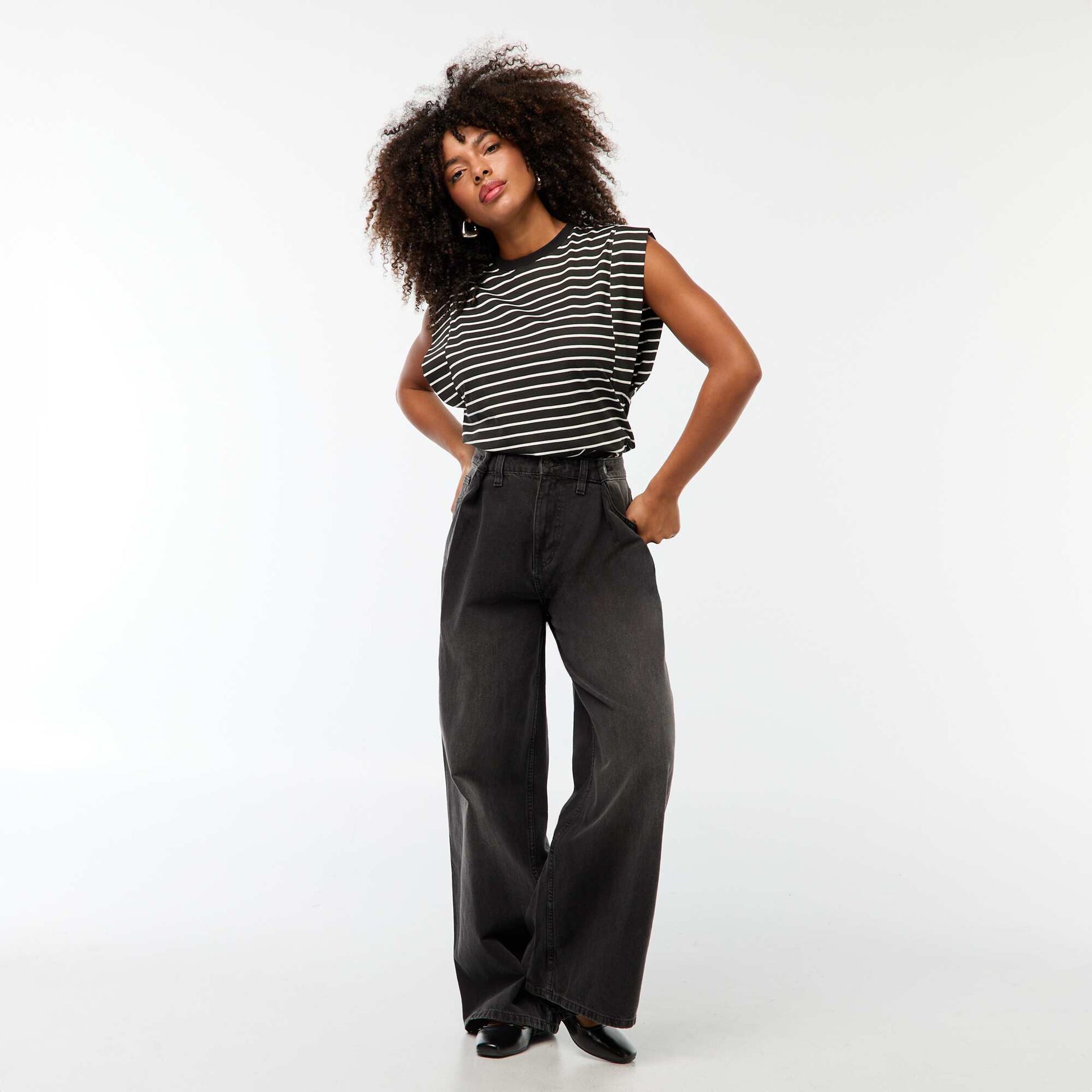 Jean taille haute wide GRIS