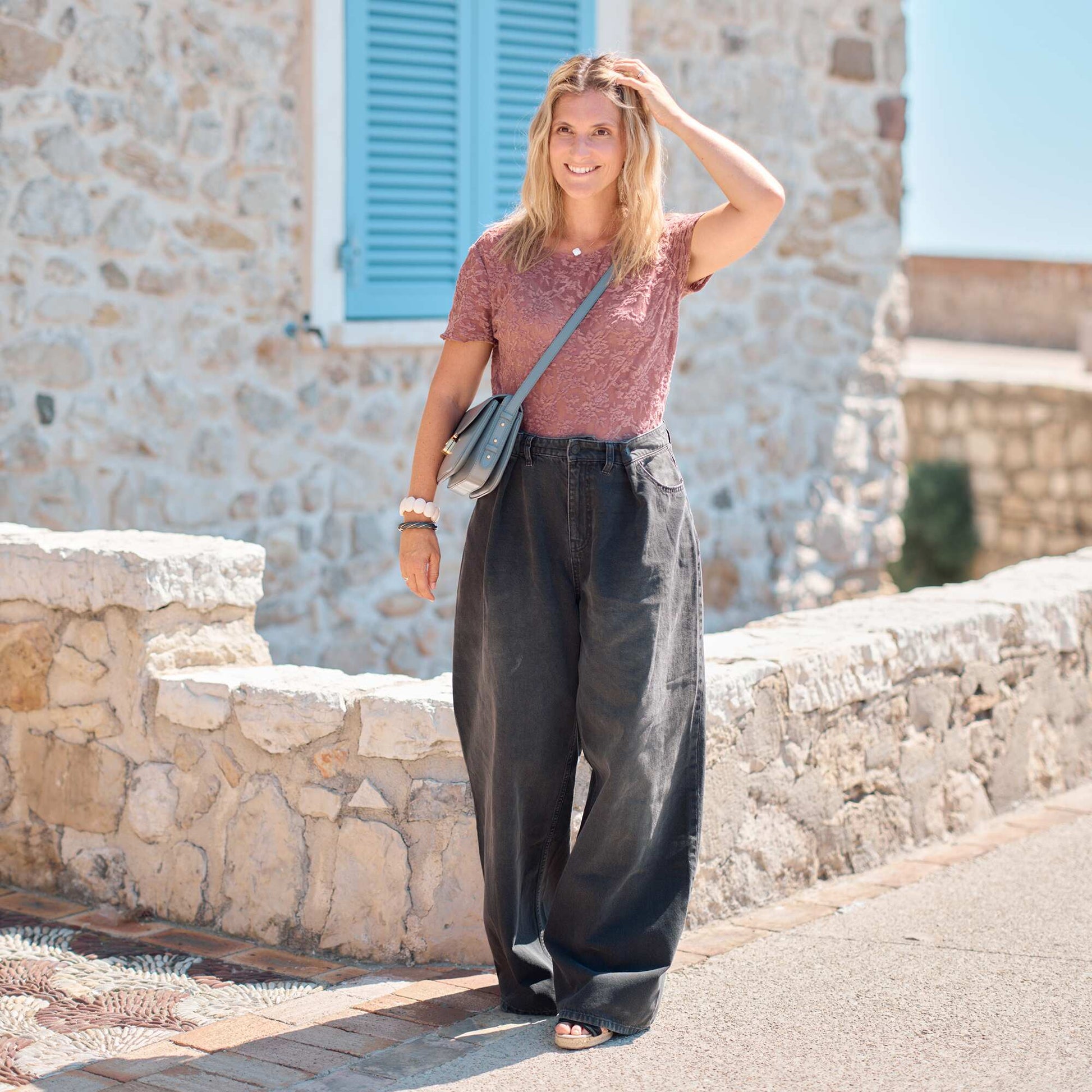 Jean taille haute wide GRIS