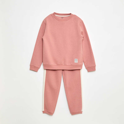 Ensemble de jogging en molleton gratté sweat + pantalon - 2 pièces ROSE