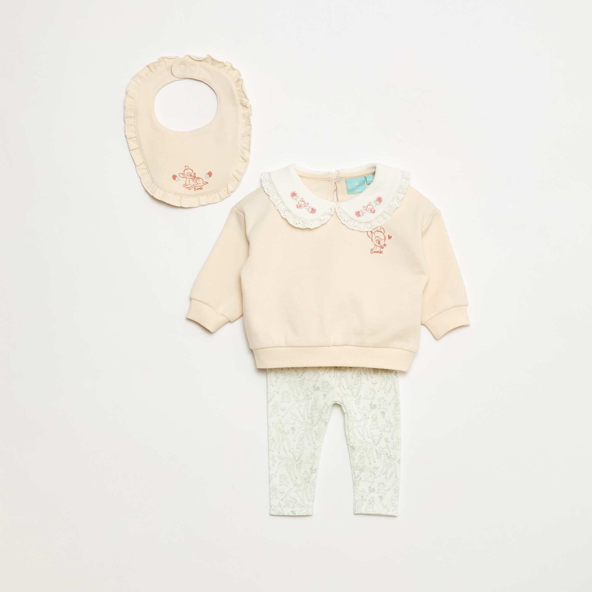 Ensemble jogging sweat + pantalon + bavoir 'Marie' 'Disney' - 3 pièces ROSE