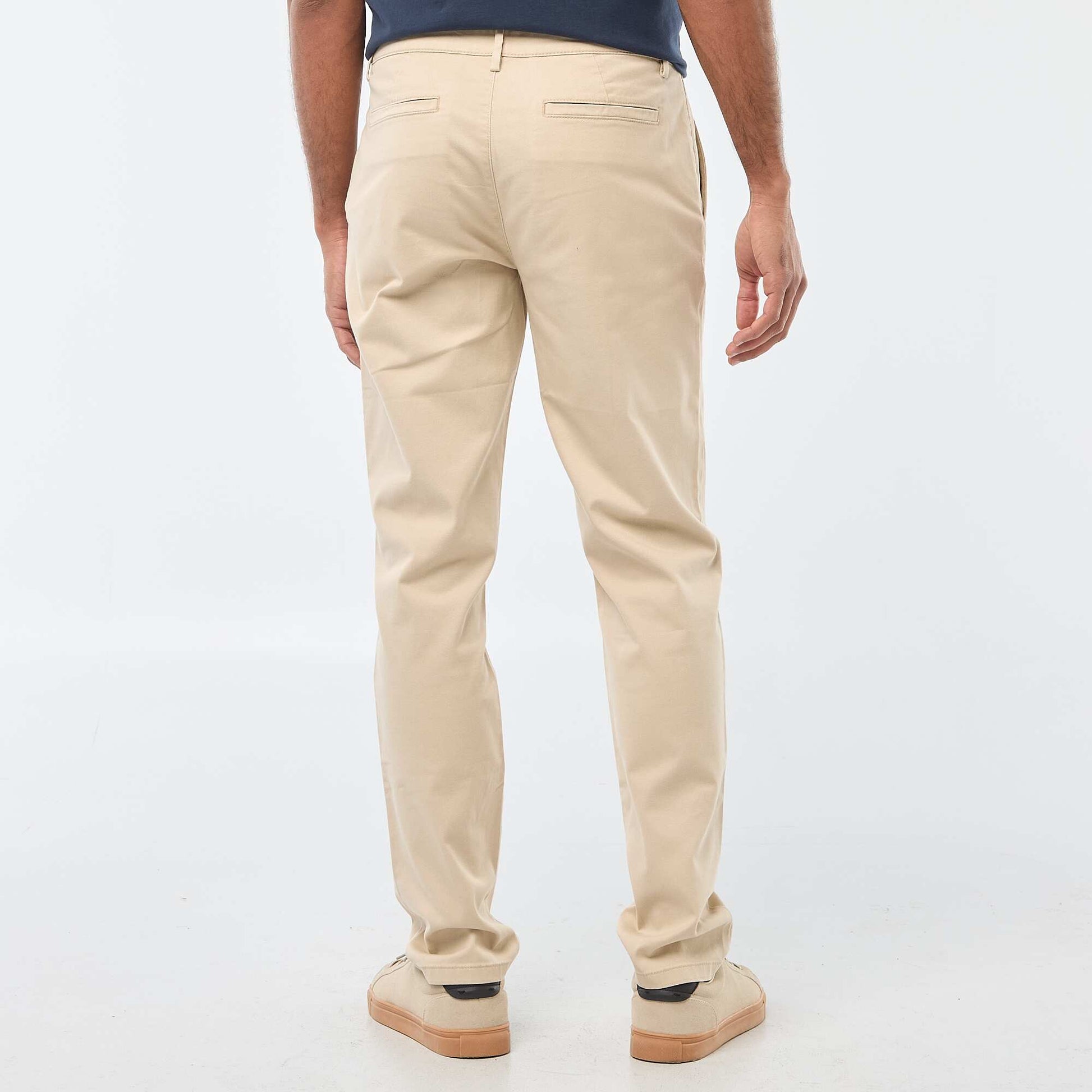 Pantalon chino en coton stretch regular fit / coupe droite BEIGE