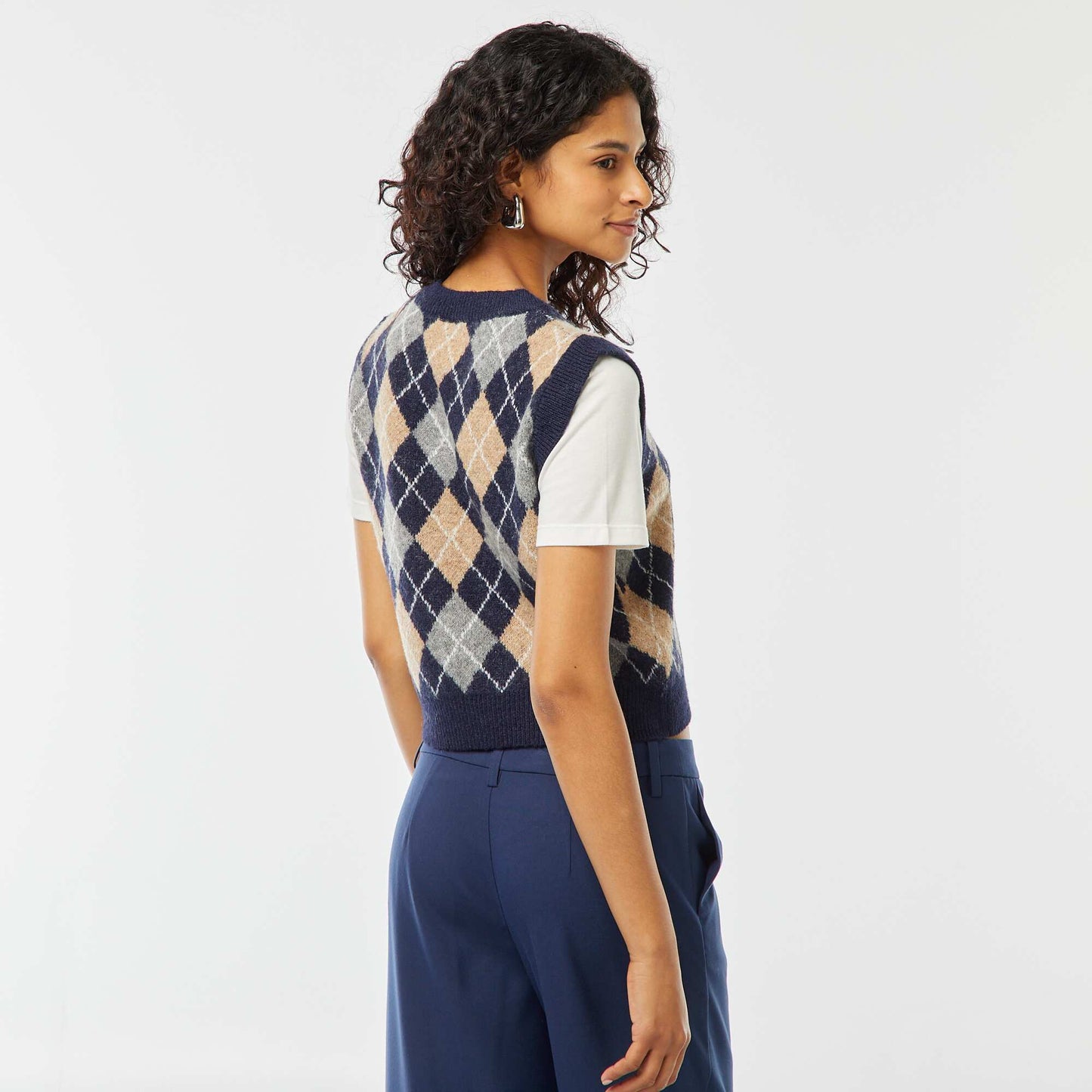 Pull sans manches avec tee-shirt 2-en-1 BLEU/BEIGE